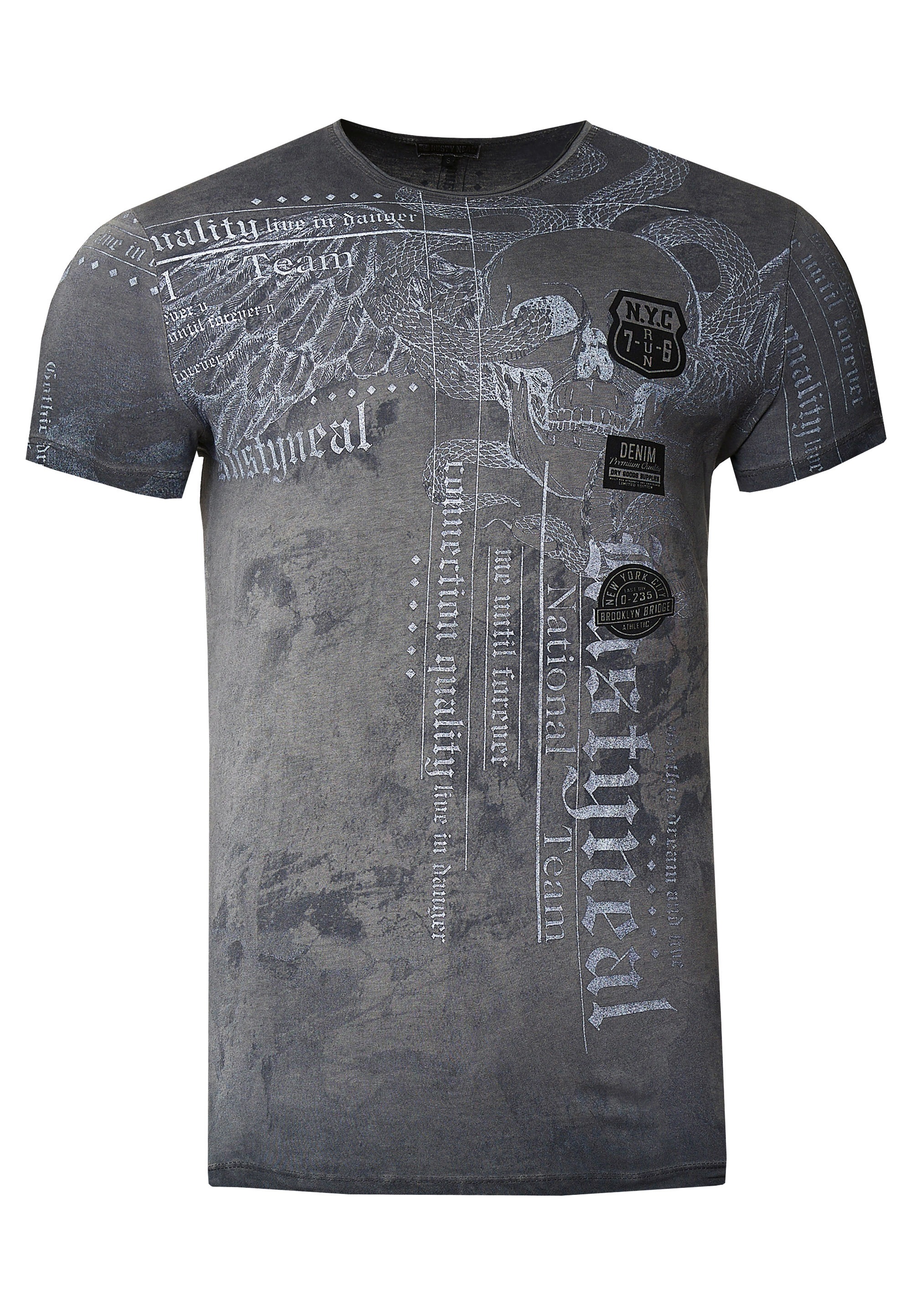 Rusty Neal T-Shirt, mit coolem Allover-Print