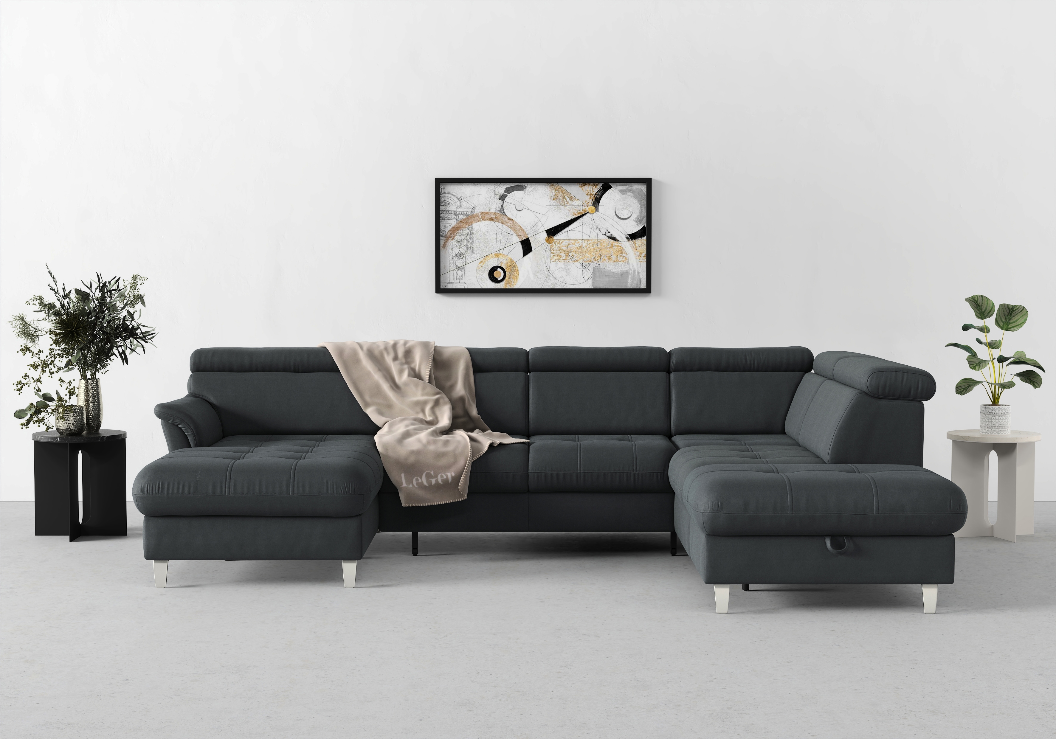 sit&more Wohnlandschaft "Marano U-Form" inklusive Kopfteilverstellung, optional Schlaffunktion & Bettkasten