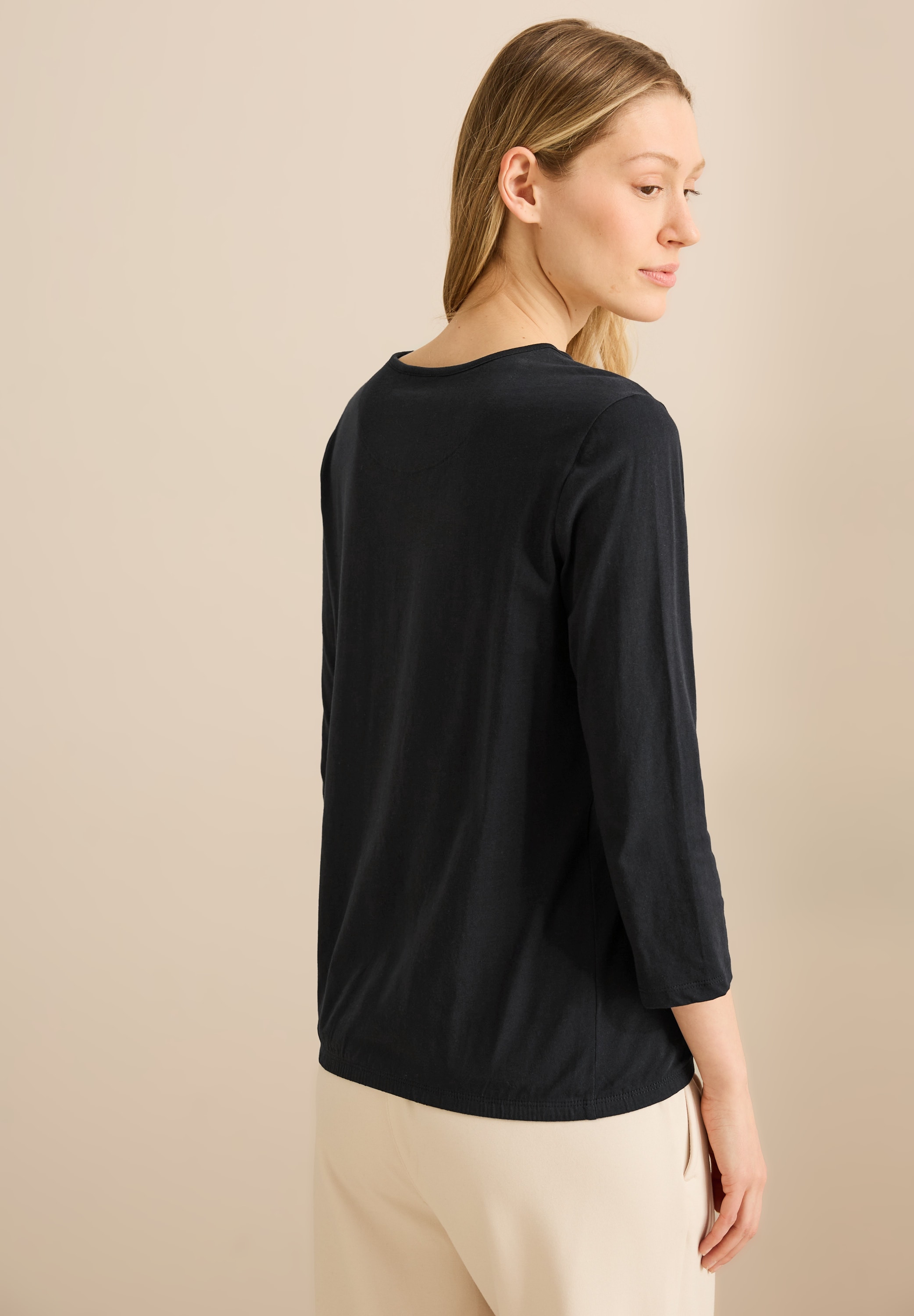 Cecil 3/4-Arm-Shirt, mit geschlitztem Rundhalsausschnitt