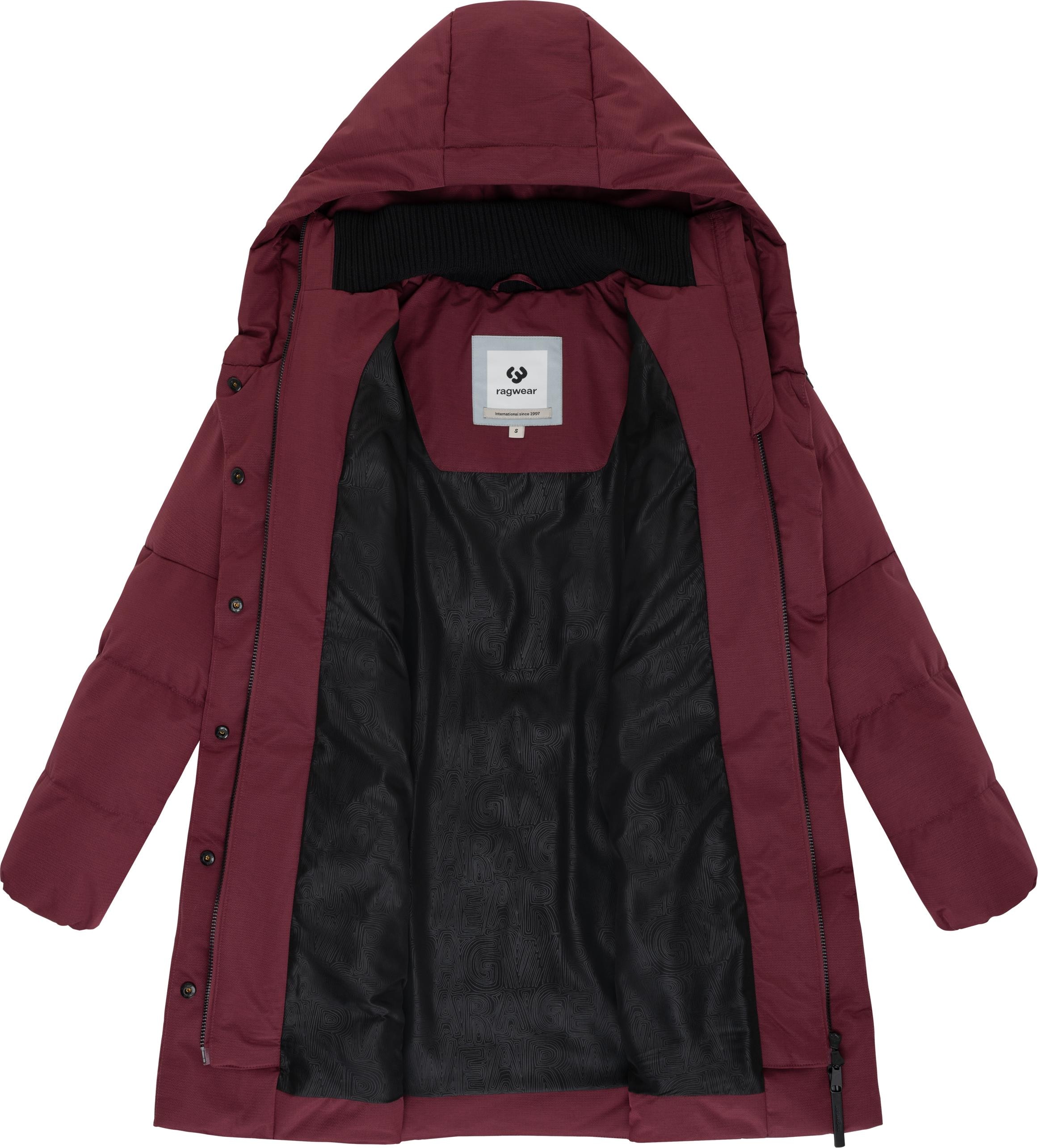 Ragwear Steppmantel »Niani YOUMODO«, Warmer Wintermantel mit hohem Kragen und Kapuze