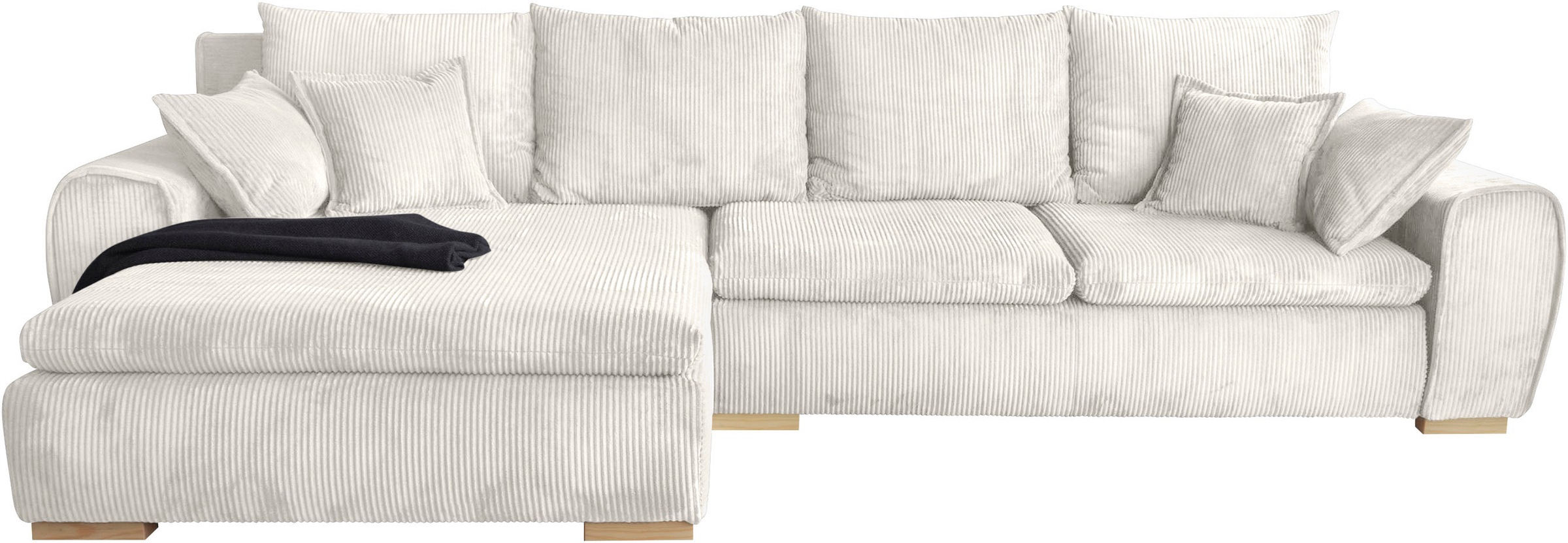 Home affaire Ecksofa "Katja L-Form, B: 325 cm - OTTO. Verlässliche Qualität." Schlaffunktion, Bettkasten & 4 Zierkissen