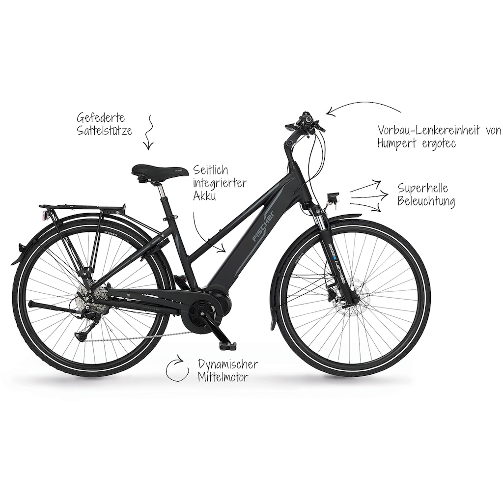 FISCHER Fahrrad E-Bike »VIATOR 4.1i Damen 504«, 9 Gang