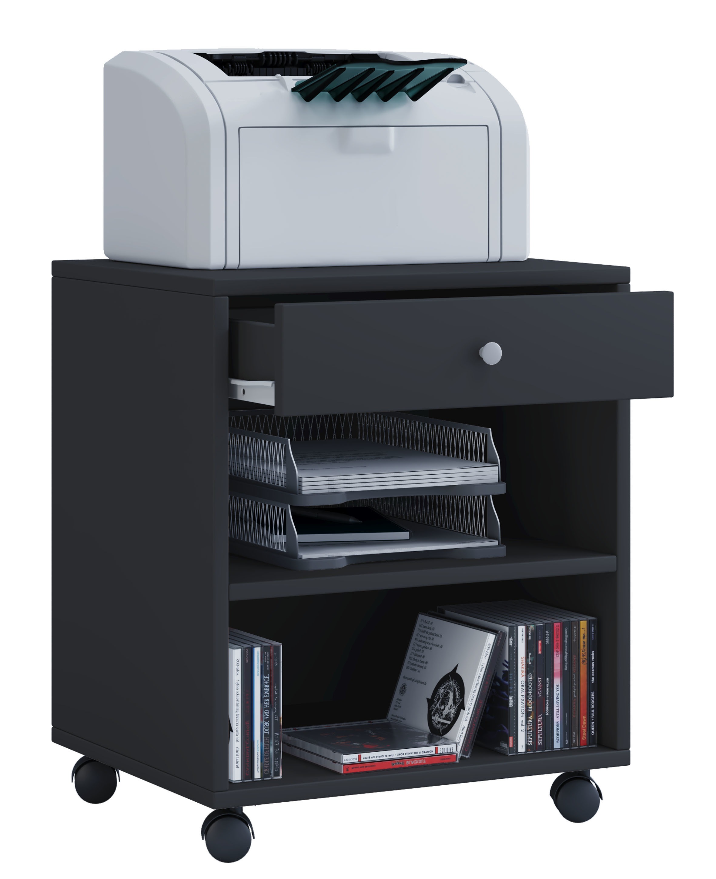 Container VCM, B:45cm T:38cmschwarz, Obermaterial: 100% Holz Wood., Büro, Schränke, "Holz Rollcontainer Bürocontainer Schublade Salda"