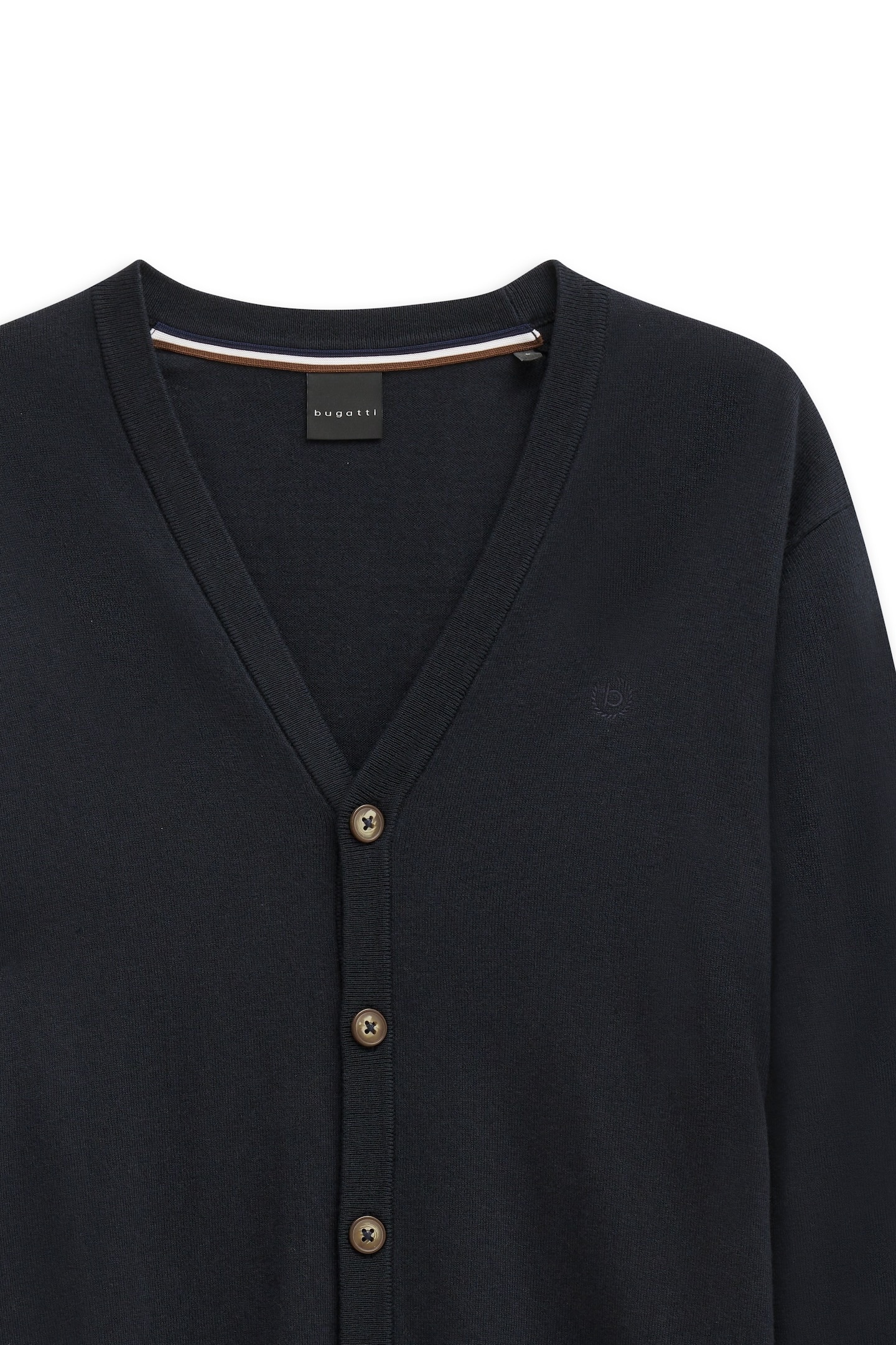 bugatti Cardigan »Modern Fit«, mit V-Ausschnitt aus Baumwolle-Kaschmir