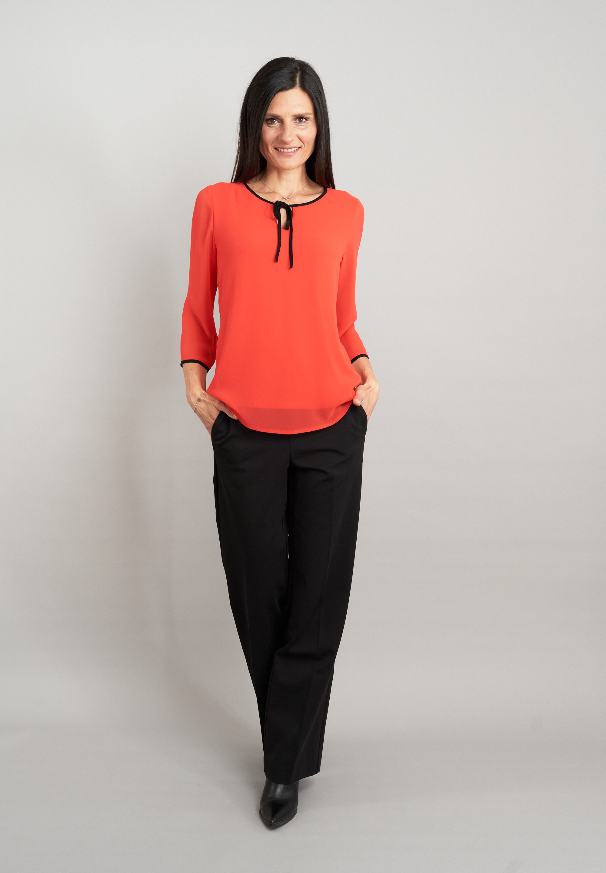 Seidel Moden Chiffonbluse, 3/4 -Arm mit transparenten Ärmeln und MADE IN GERMANY
