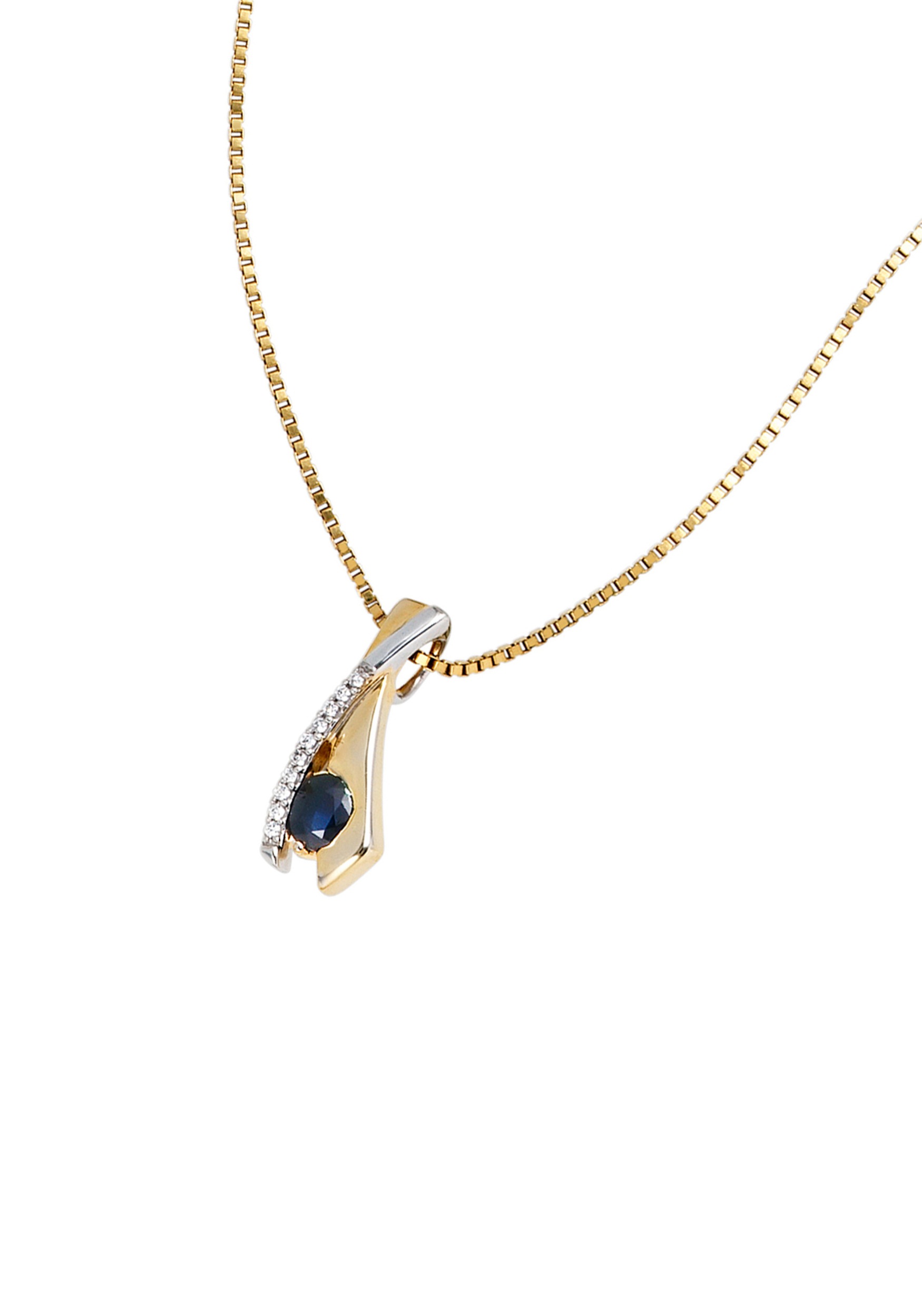 JOBO Kettenanhänger »Anhänger mit Safir und Zirkonia« 333 Gold bicolor GE9545
