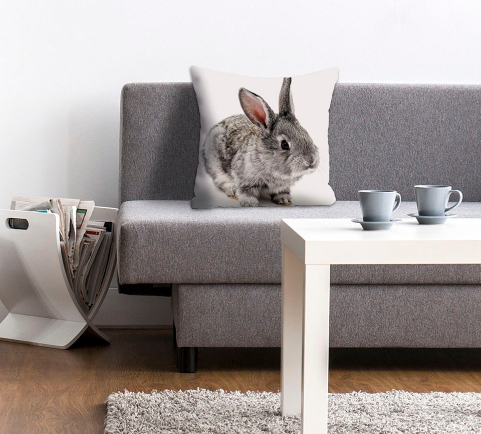 queence Dekokissen "Noel" Kissenhülle,Kaninchen,Tiermotiv,Niedlich,Verspiel günstig online kaufen