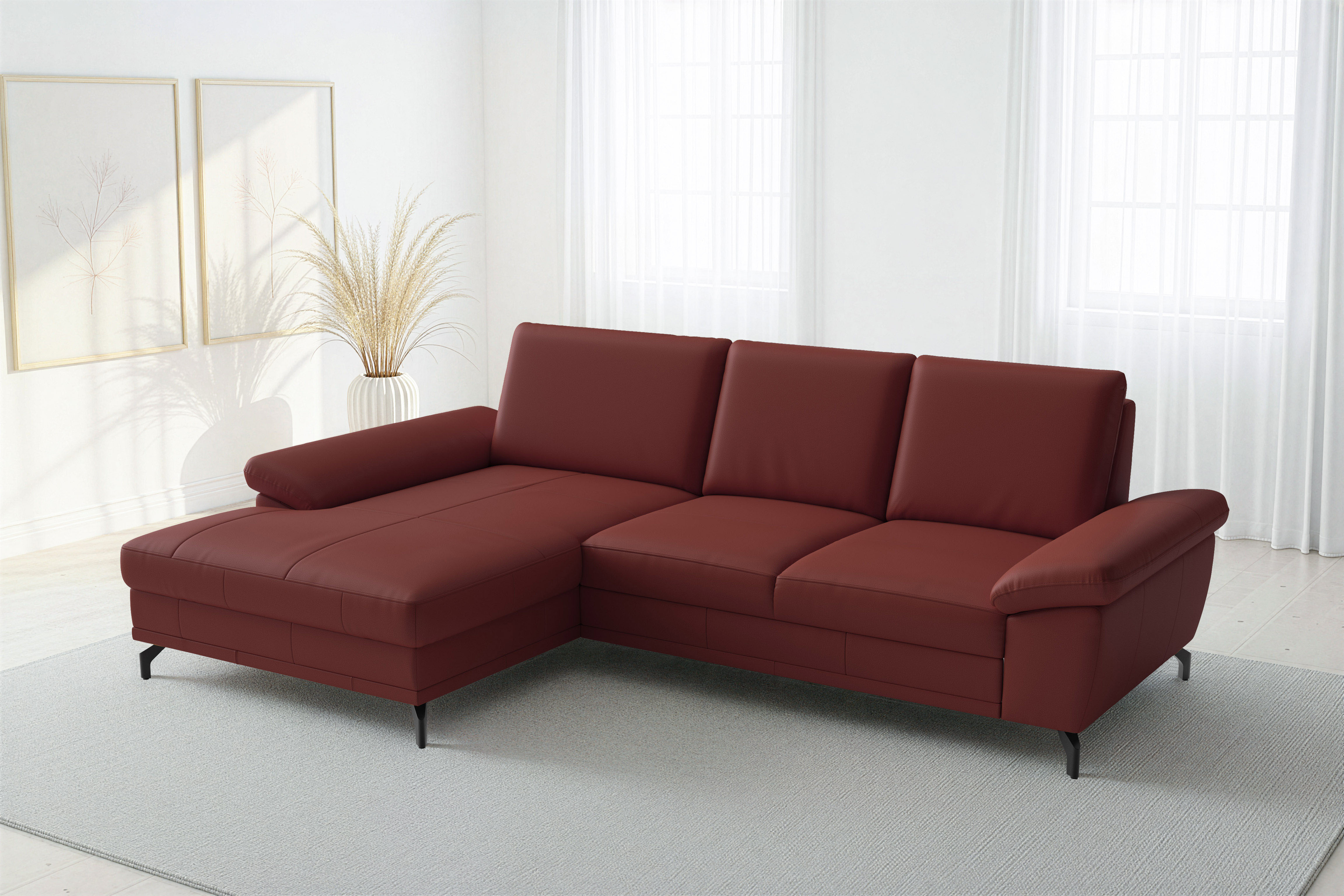 sit&more Ecksofa "Chelsea L-Form, B: 264 cm, Leder, inkl. Sitztiefen-&Armteilverstellung" optional mit Schlaffunktion und Bettkasten