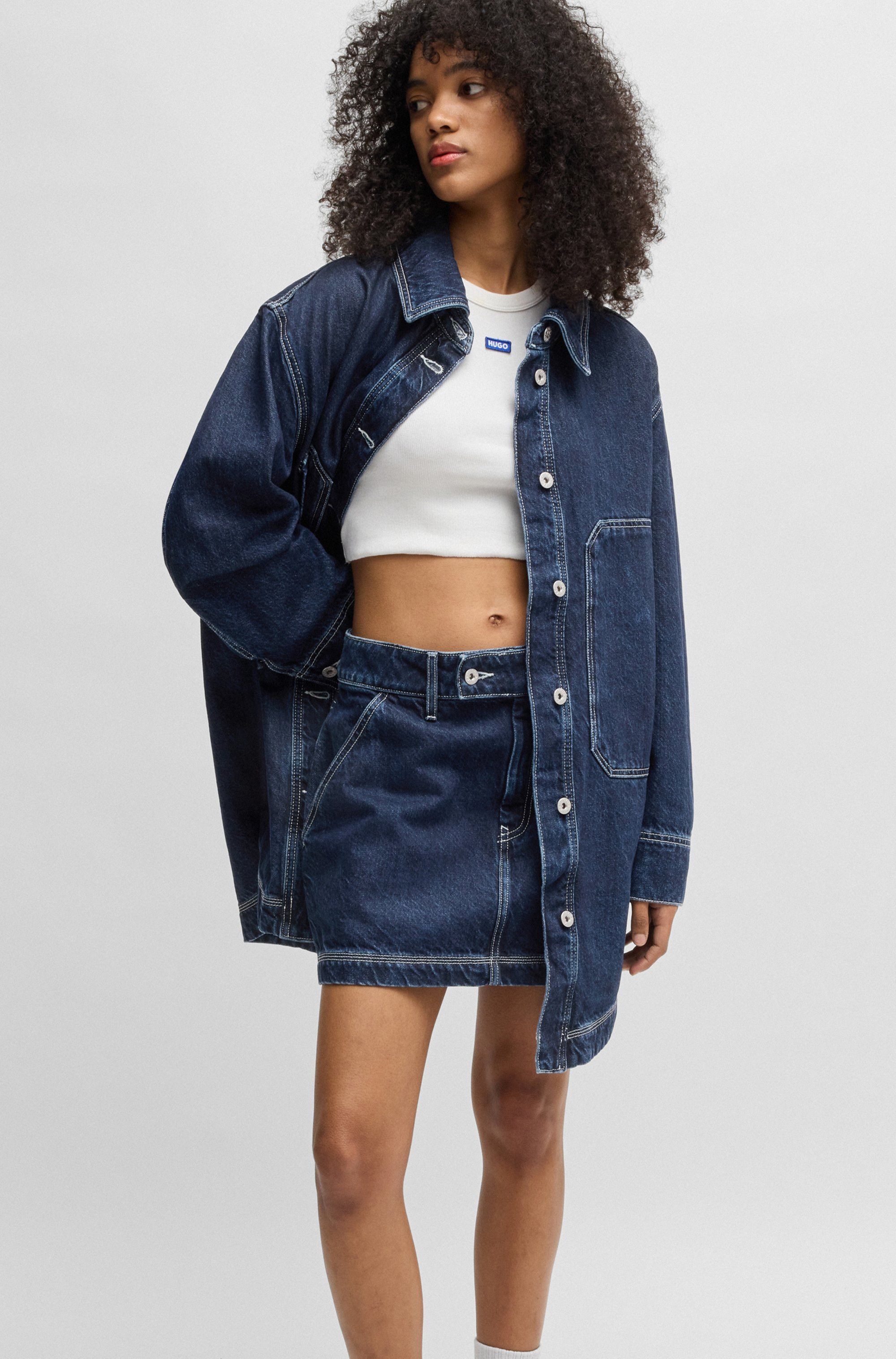 HUGO Blue Jeansjacke "Galane", mit kontrastfarbenen Nähten günstig online kaufen