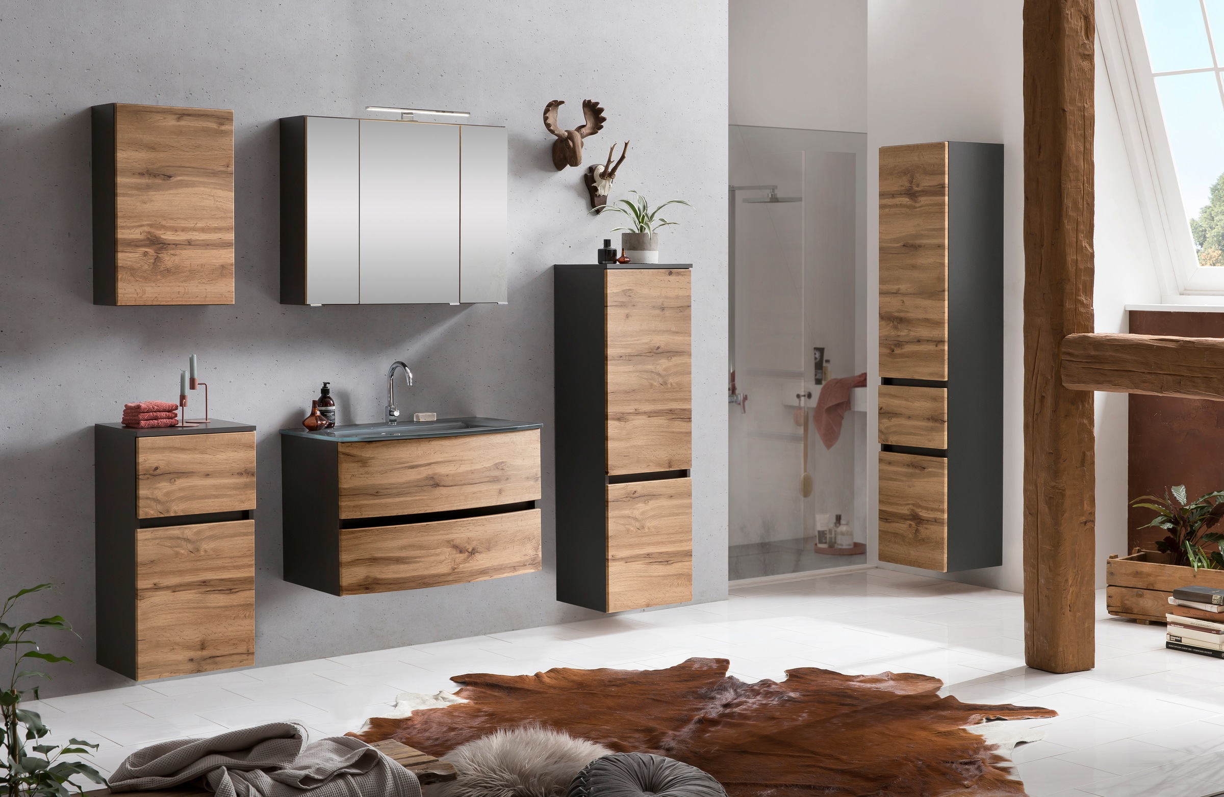 welltime Spiegelschrank »Kaunas«, 80 cm breit, Soft-Close-Funktion