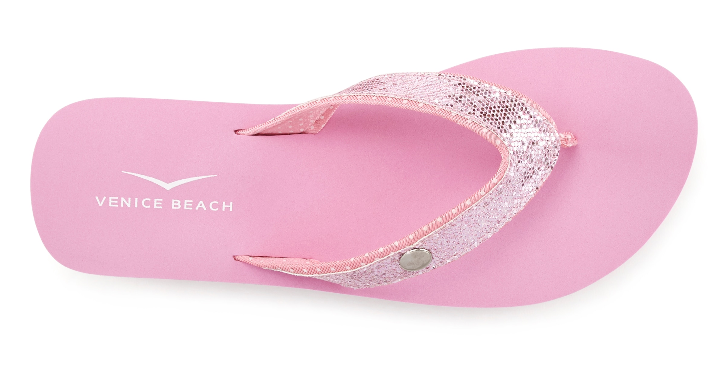 Venice Beach Badezehentrenner, Sandale, Pantolette, Badeschuh ultraleicht mit Glitzerband VEGAN