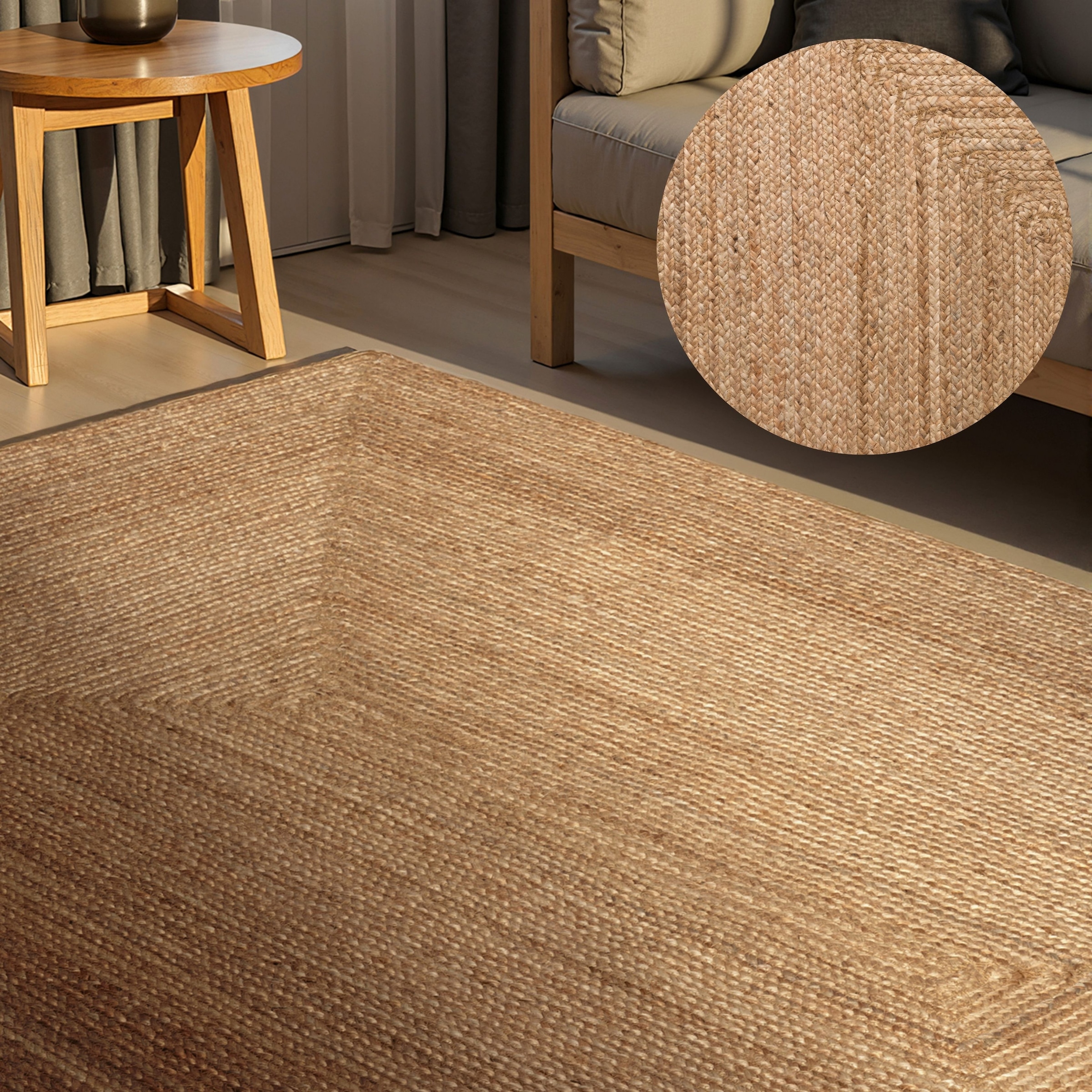 HANSE Home Teppich "Juteteppich Teppich Juno" rechteckig 9 mm Höhe Jute, Shape, Handgemacht, Wohnzimmerteppich, Naturteppich, Wohnzimmer