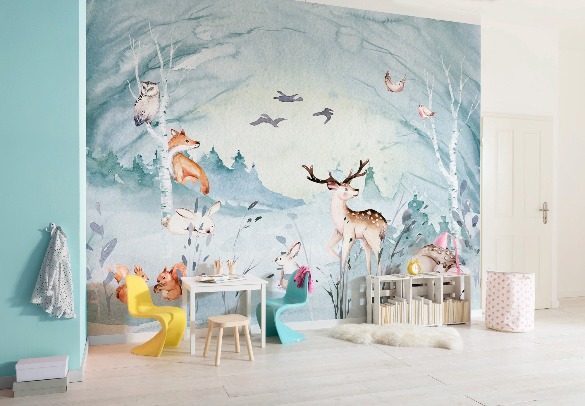 Komar Vliestapete »Digitaldruck Vlies -  Animal Sleepover - Größe 350 x 280 cm« bedruckt glatt Kinderzimmer