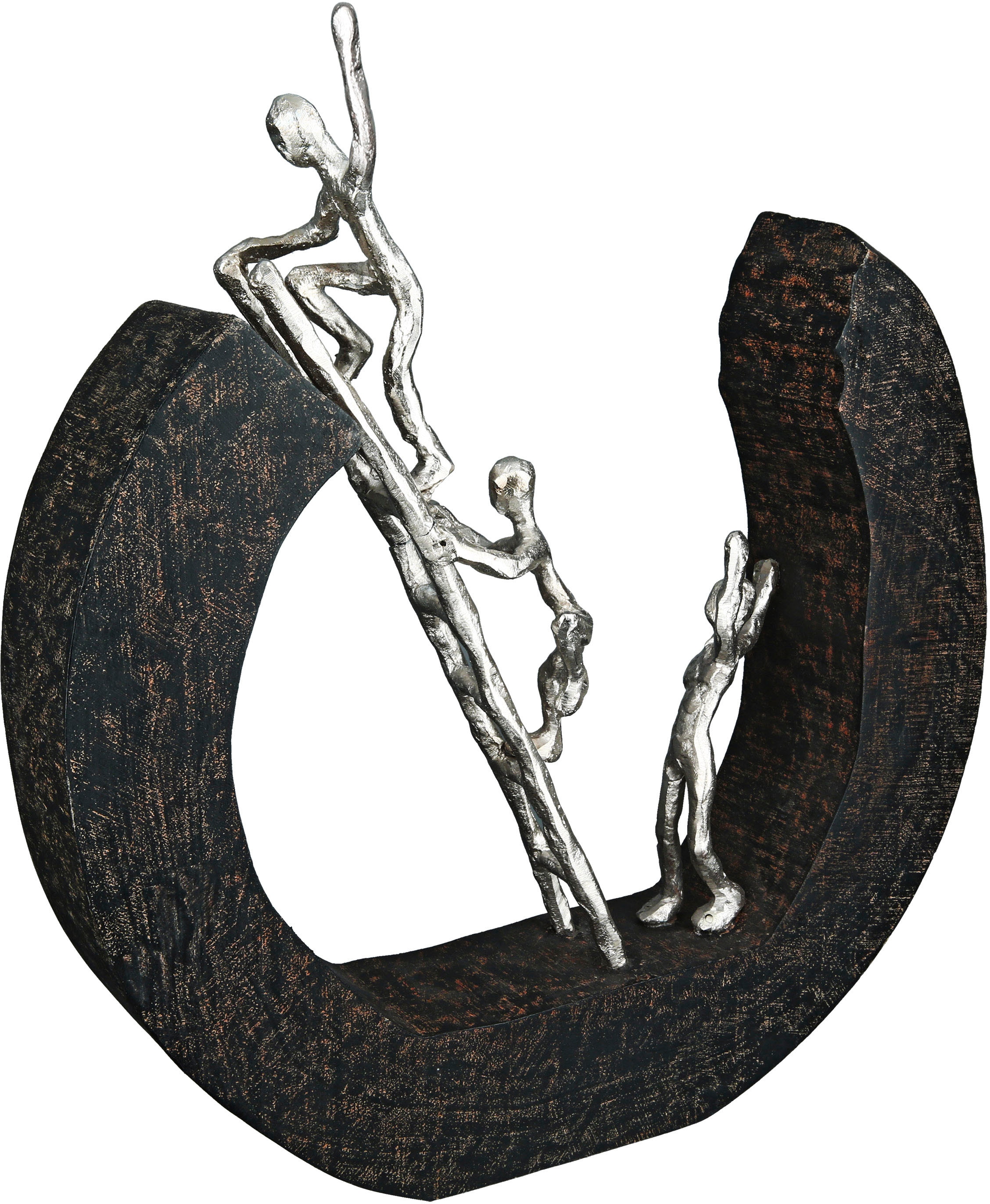 Casablanca by Gilde Dekofigur »Skulptur Dekoobjekt, | BAUR Holz, Wohnzimmer 32 cm, Hinauf, schwarz/silber«, Höhe Metall bestellen aus 