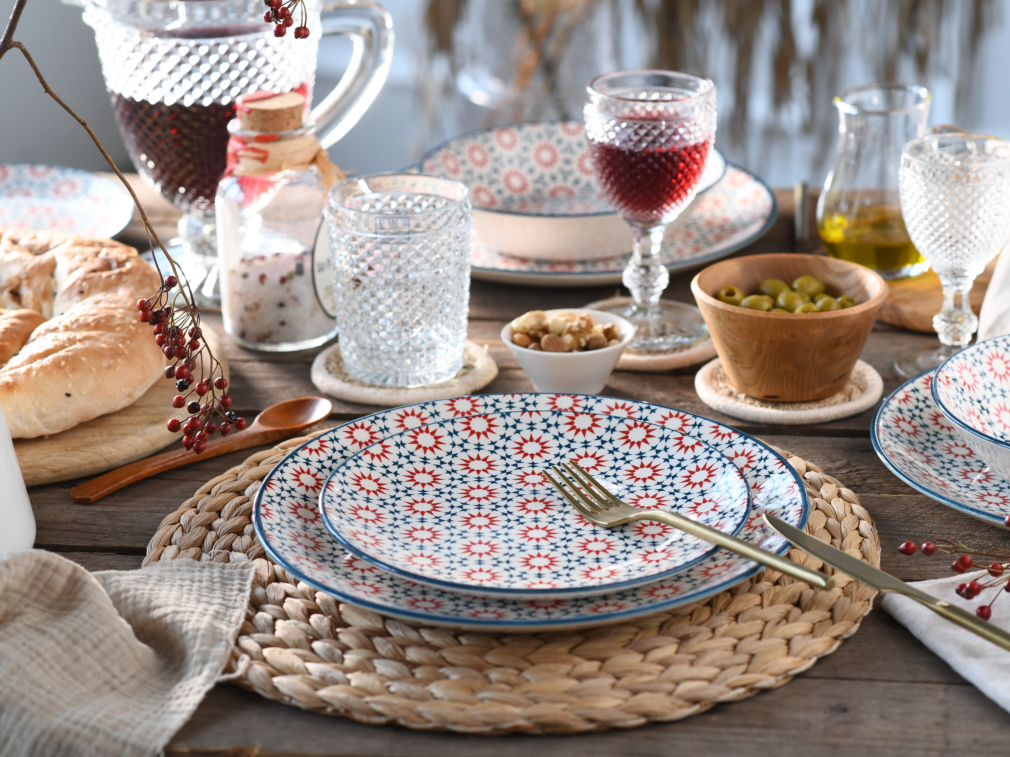 Thumbnail - CreaTable Teller-Set "Stella" orientalisches Fliesenmotiv
