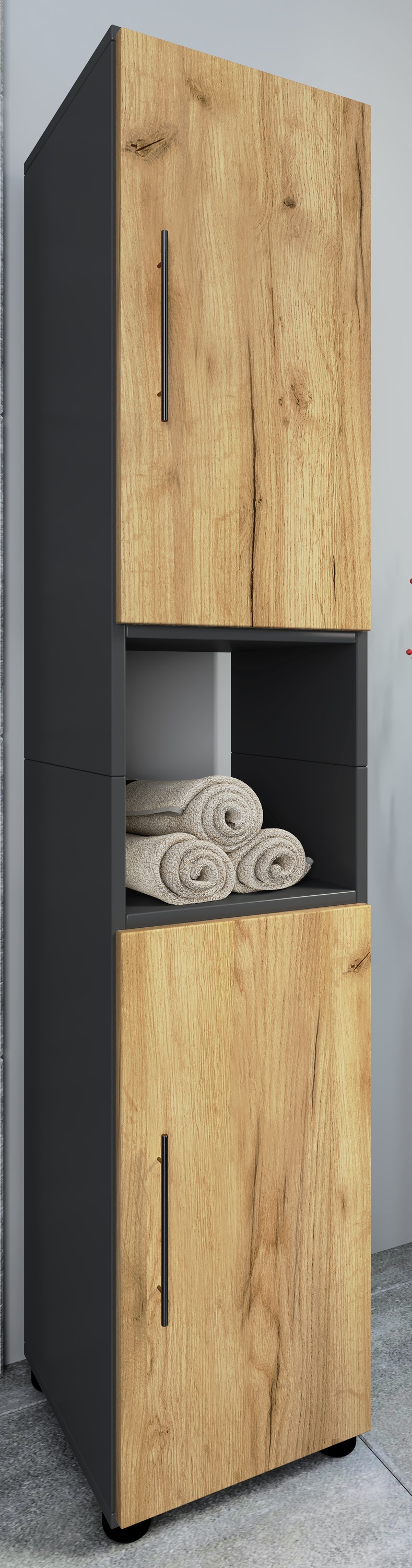 VCM Hochschrank »VCM Holz Badezimmerschrank | Badmöbel | Stand Badregal | Hochschrank | Maße ca. H. 153 x B. 31 x T. 30 cm - Flandu«, (1 St.)