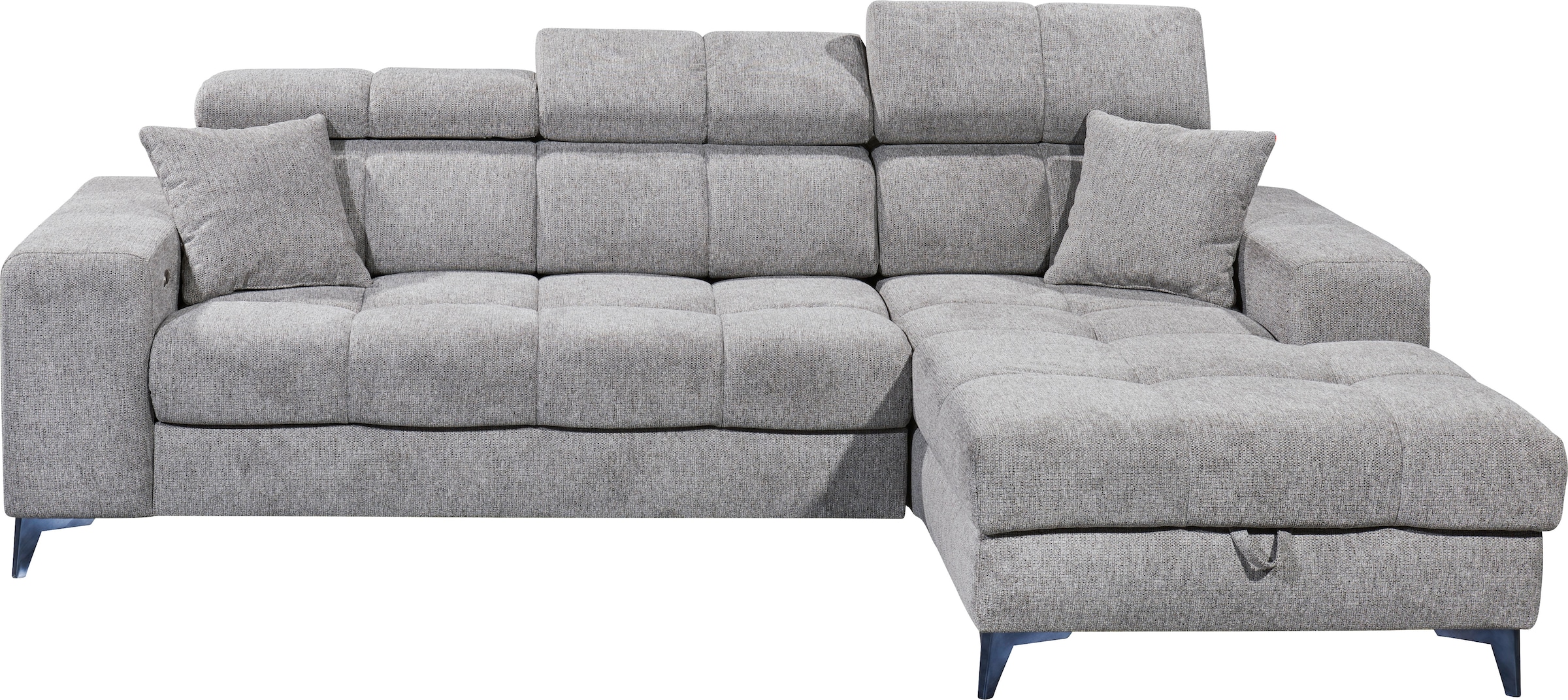 ED EXCITING DESIGN Ecksofa »Sydney L-Form mit Bettfunktion, Bettkasten, Kopfteilverstellung«, motorischer Sitztiefenverstellung, USB-Port & 2 Zierkissen