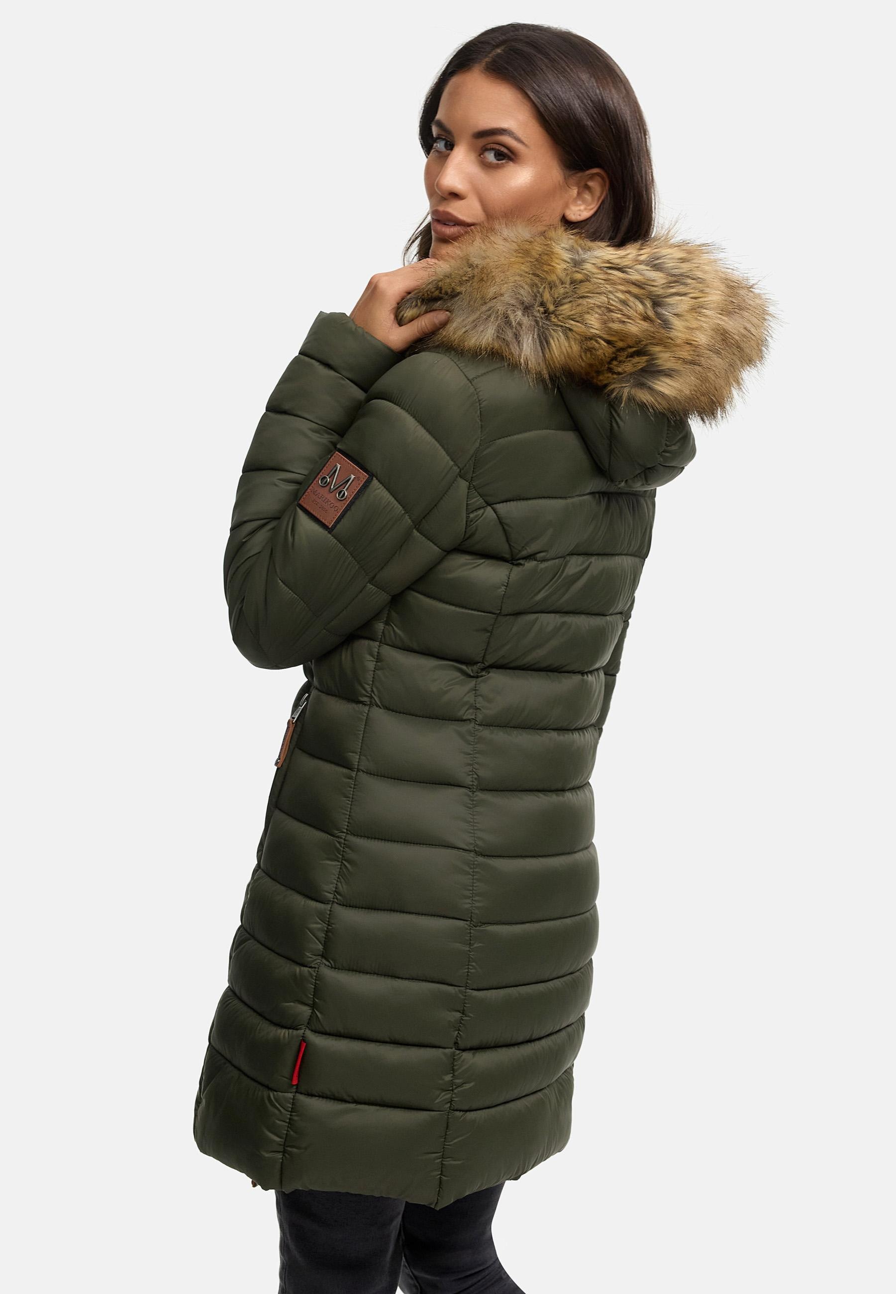 Marikoo Steppmantel »Rose-Stepp«, zeitloser Winterparka mit großer Kunstfellkapuze