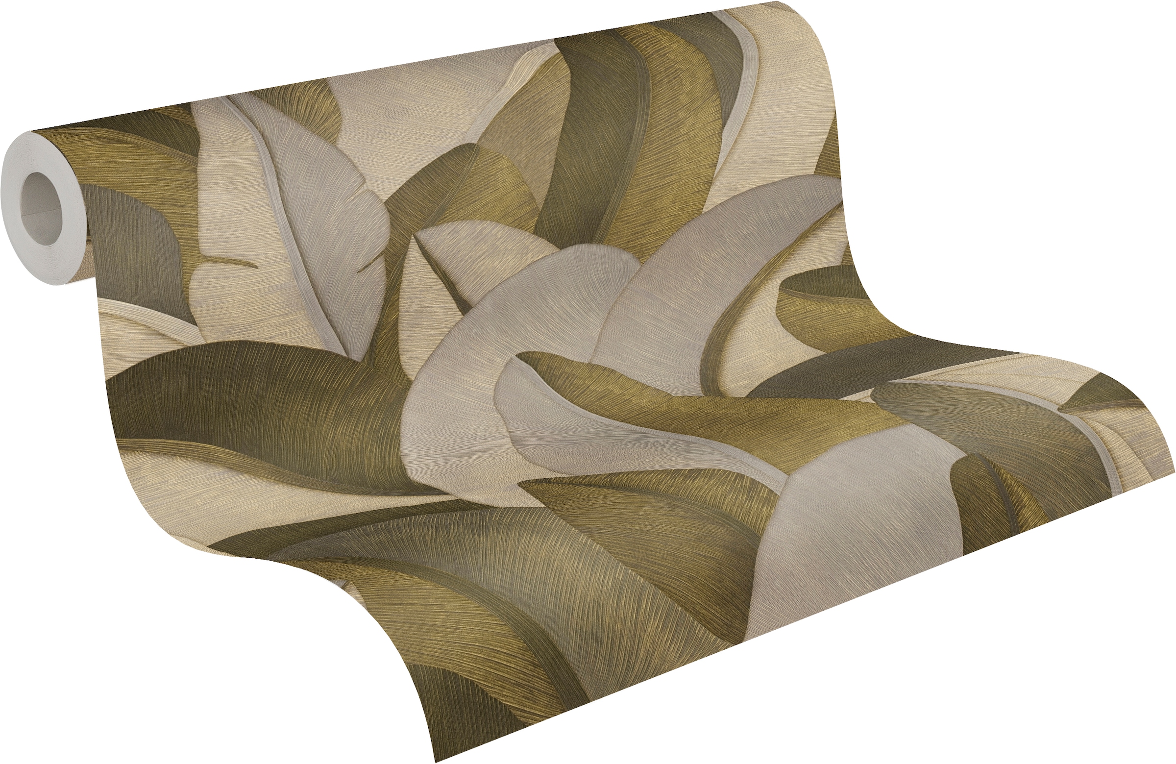 living walls Vliestapete »Vibes & Styles Isabelle – Golden Canopy Vliestapete« glänzend leicht strukturiert Großflächiges Blattdesign mit feiner Struktur und Glanzeffekt