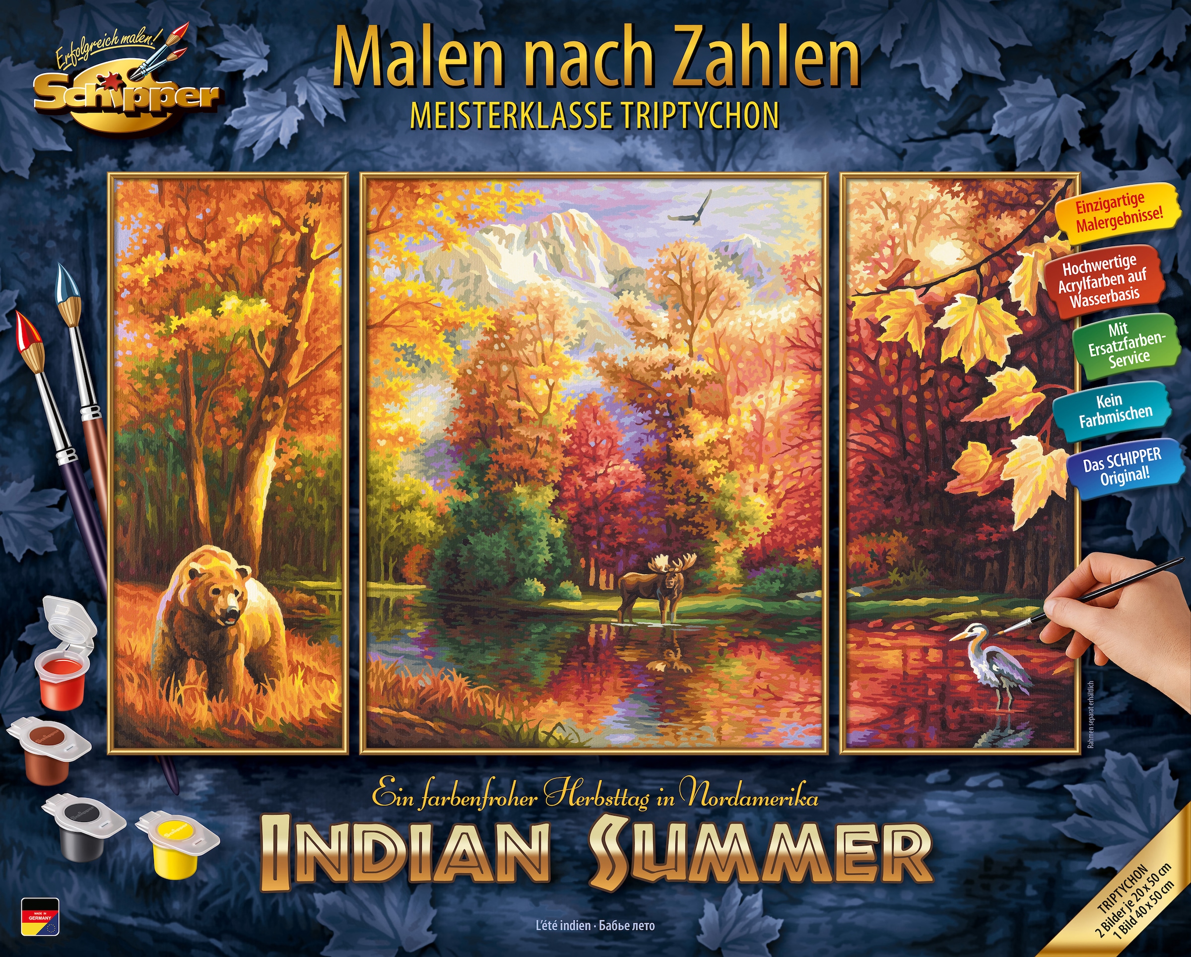 Malen nach Zahlen »Meisterklasse Triptychon - Indian Summer«, Made in Germany