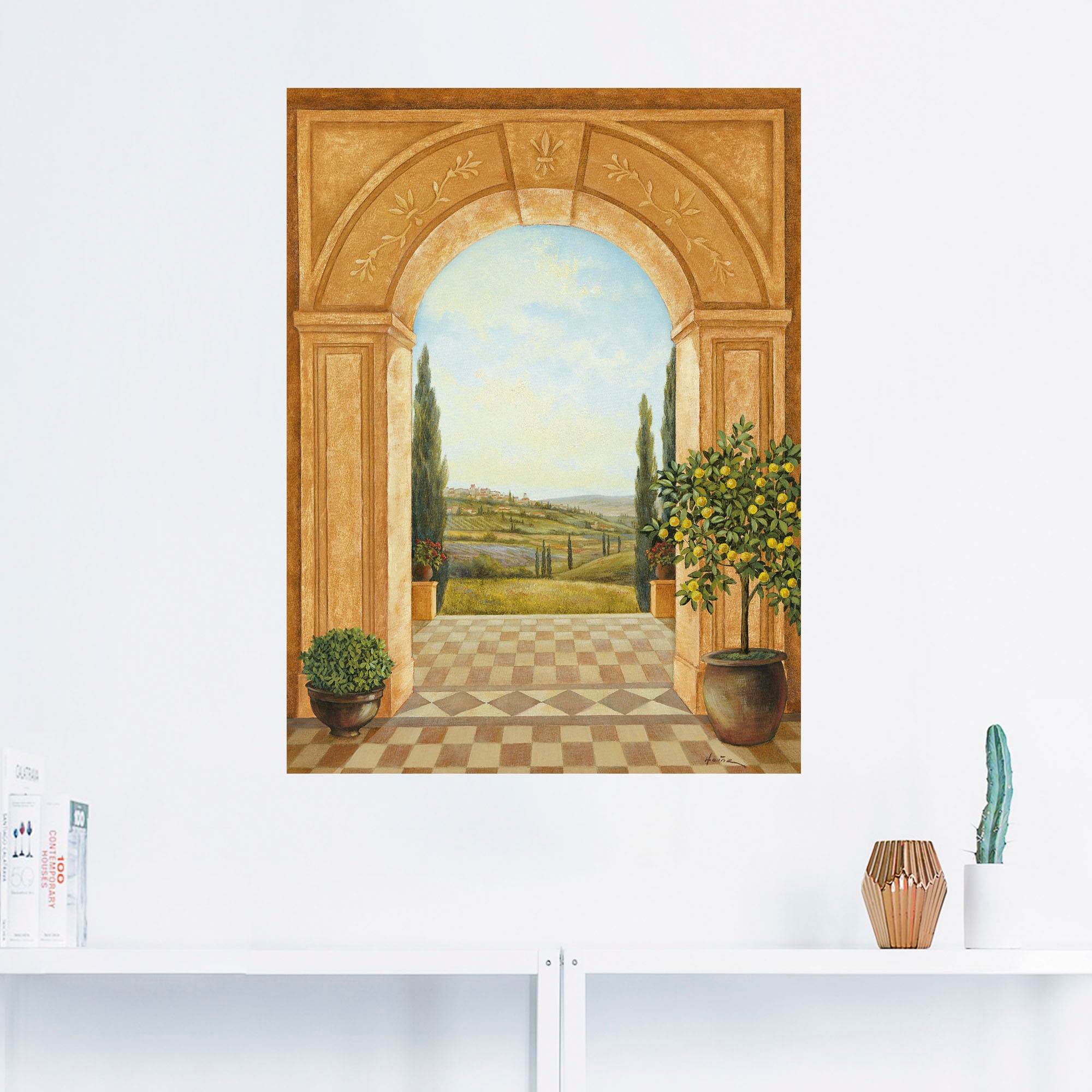 Artland Wandbild »Ausblick mit Zitronenbaum«, Fensterblick, (1 St.), als Leinwandbild, Poster, Wandaufkleber in verschied. Größen