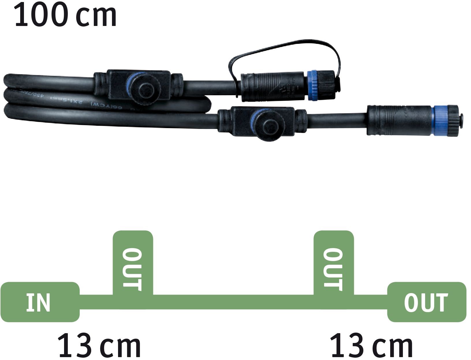 Paulmann Lampen-Verbindungskabel »Outdoor Plug&Shine 1m IP68«, 100 cm, 1 in - 3 out