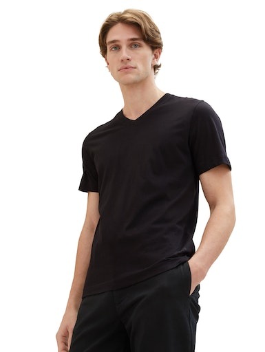 Tom Tailor Herren T-Shirt V-NECK im Doppelpack - Regular Fit günstig online kaufen