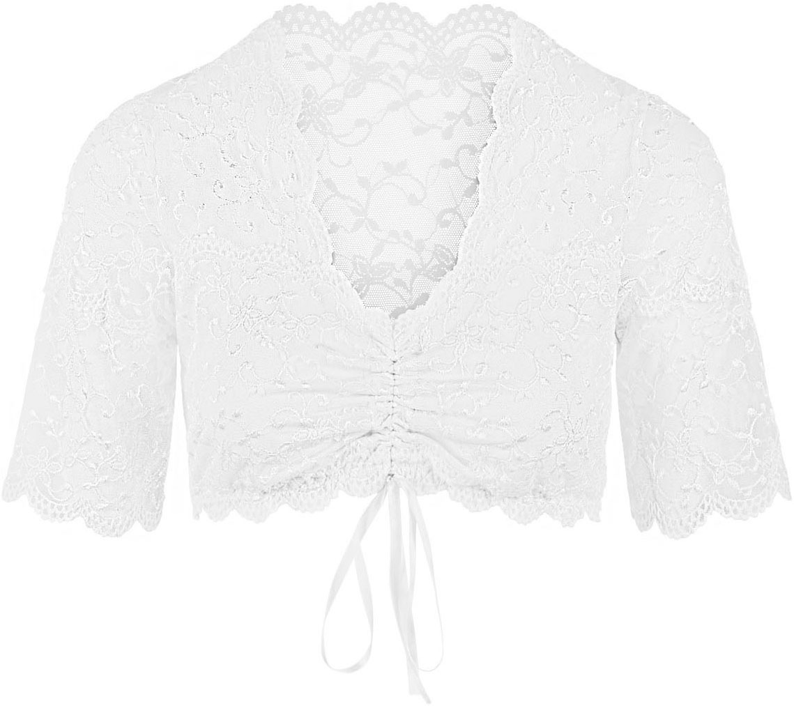 Nina Von C. Dirndlbluse, V-Ausschnitt, Spitze, bauchfrei, Kurzarm, Schnürun günstig online kaufen