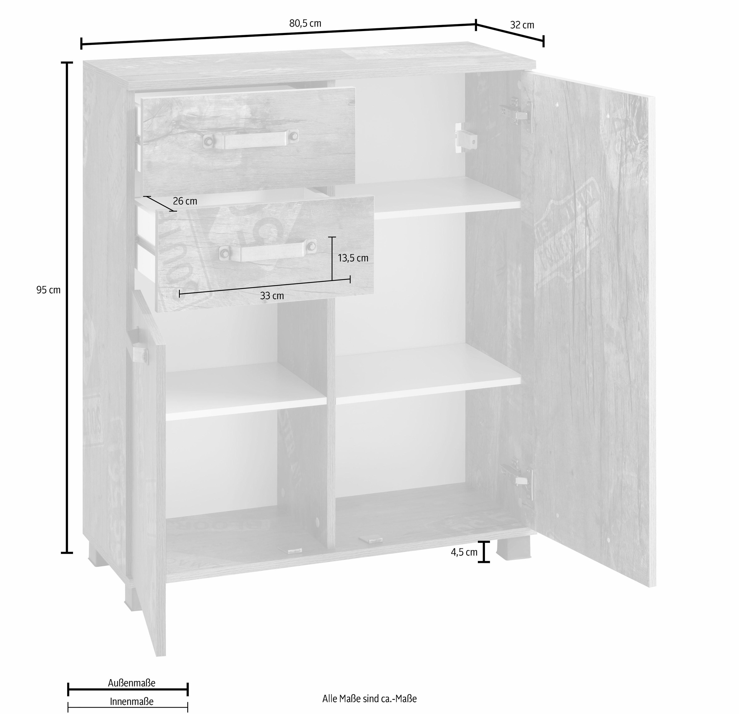 Schildmeyer Badkommode »Milan«, Breite 80,5 cm, mit 2 Türen, 2 Schubladen & Metallgriffen