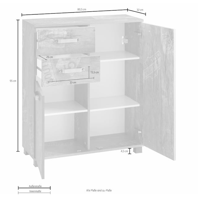 Schildmeyer Badkommode »Milan«, Breite 80,5 cm, mit 2 Türen, 2 Schubladen &  Metallgriffen bestellen | BAUR