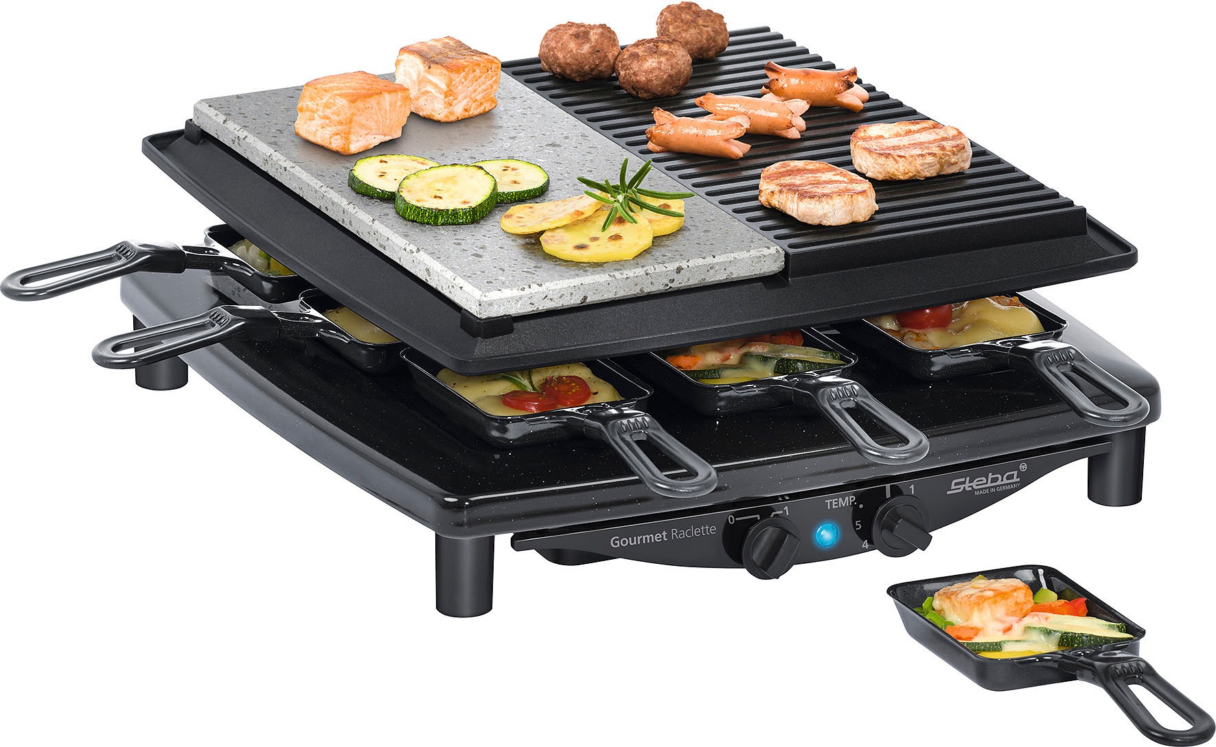 Steba Raclette "RC 4 Plus", 8 St. Raclettepfännchen, 1450 W