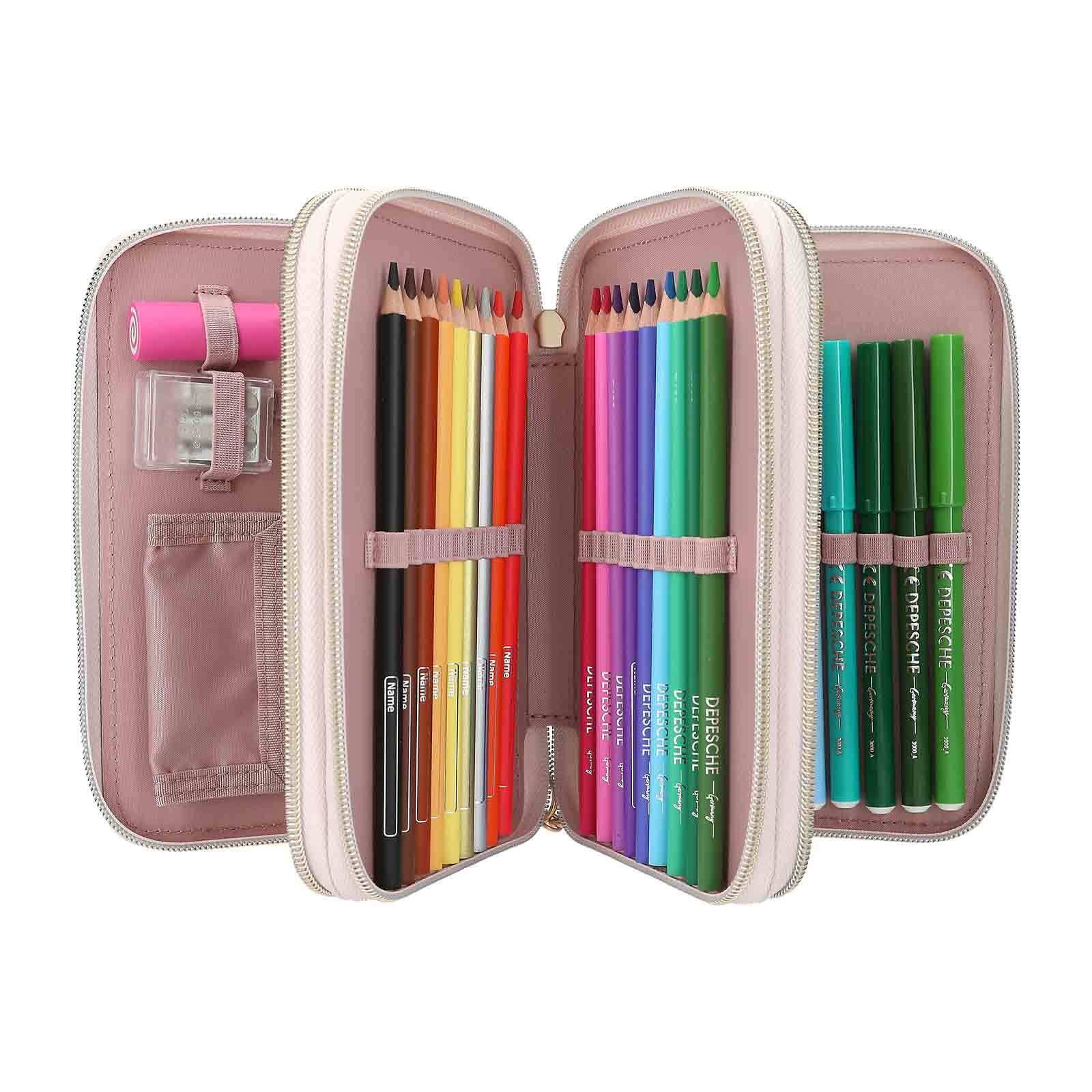 Depesche Buntstift »3-Fach Federtasche SUMMER FEELING inkl. Stifte TOPModel 7,5 x 13 x 20 cm violett«