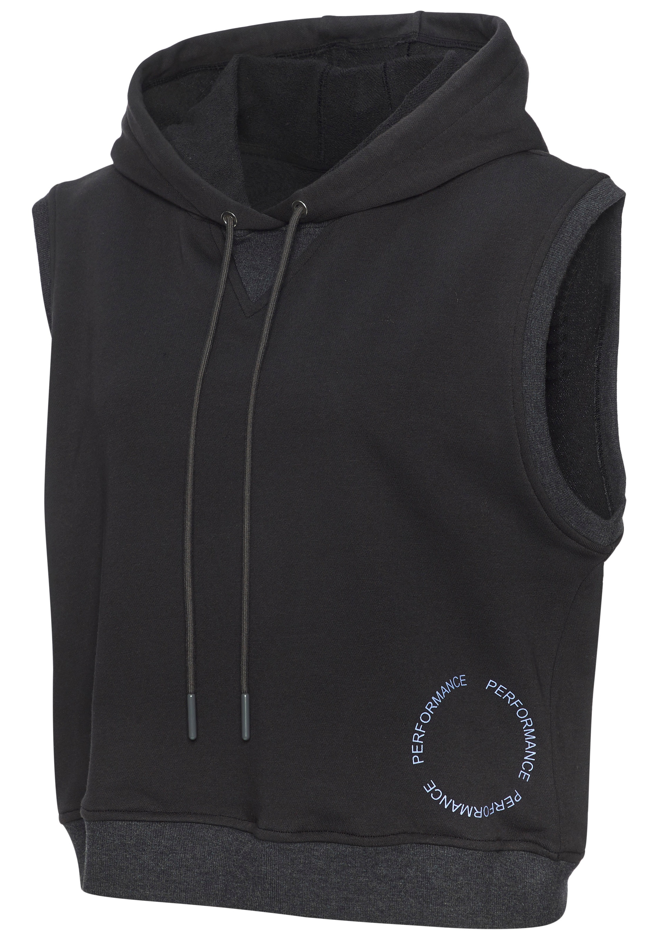 Hoodie LASCANA ACTIVE, Damen, Gr. XL (48/50), blau (dunkelgrau), Obermaterial: 60% Baumwolle, 40% Polyester, Sweatshirts Hoodie, ohne Ärmel 2