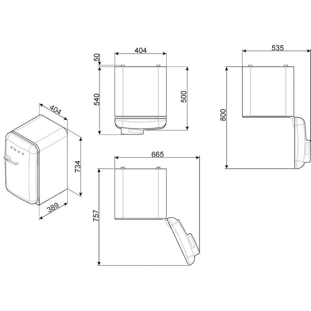 Smeg Kühlschrank »FAB5_5«, FAB5RPB5, 71,5 cm hoch, 40,4 cm breit