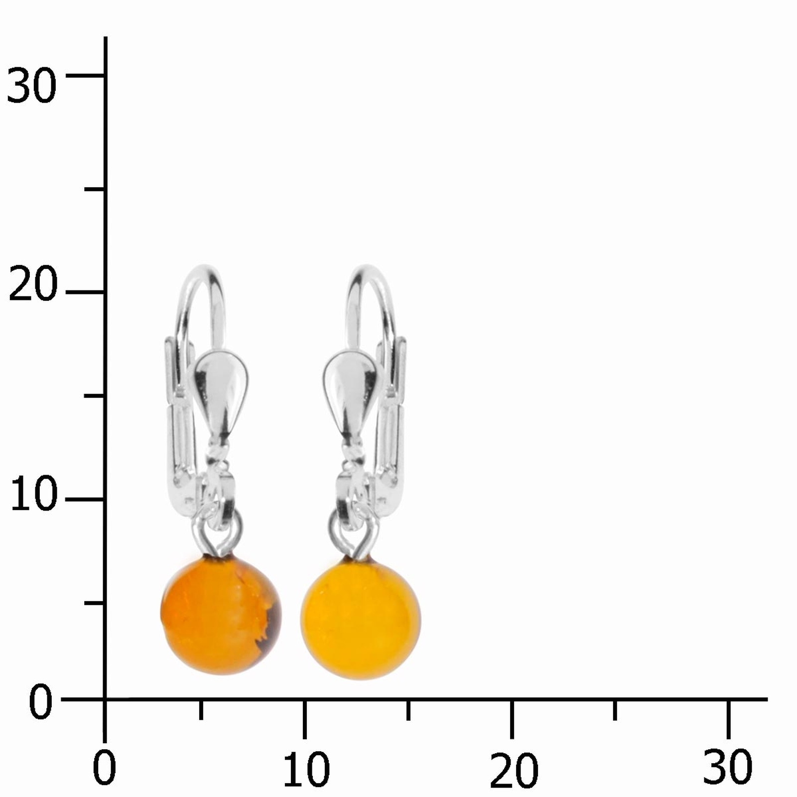 OSTSEE-SCHMUCK Paar Ohrhänger »- Kugel 6 mm - Silber 925/000 - Bernstein«