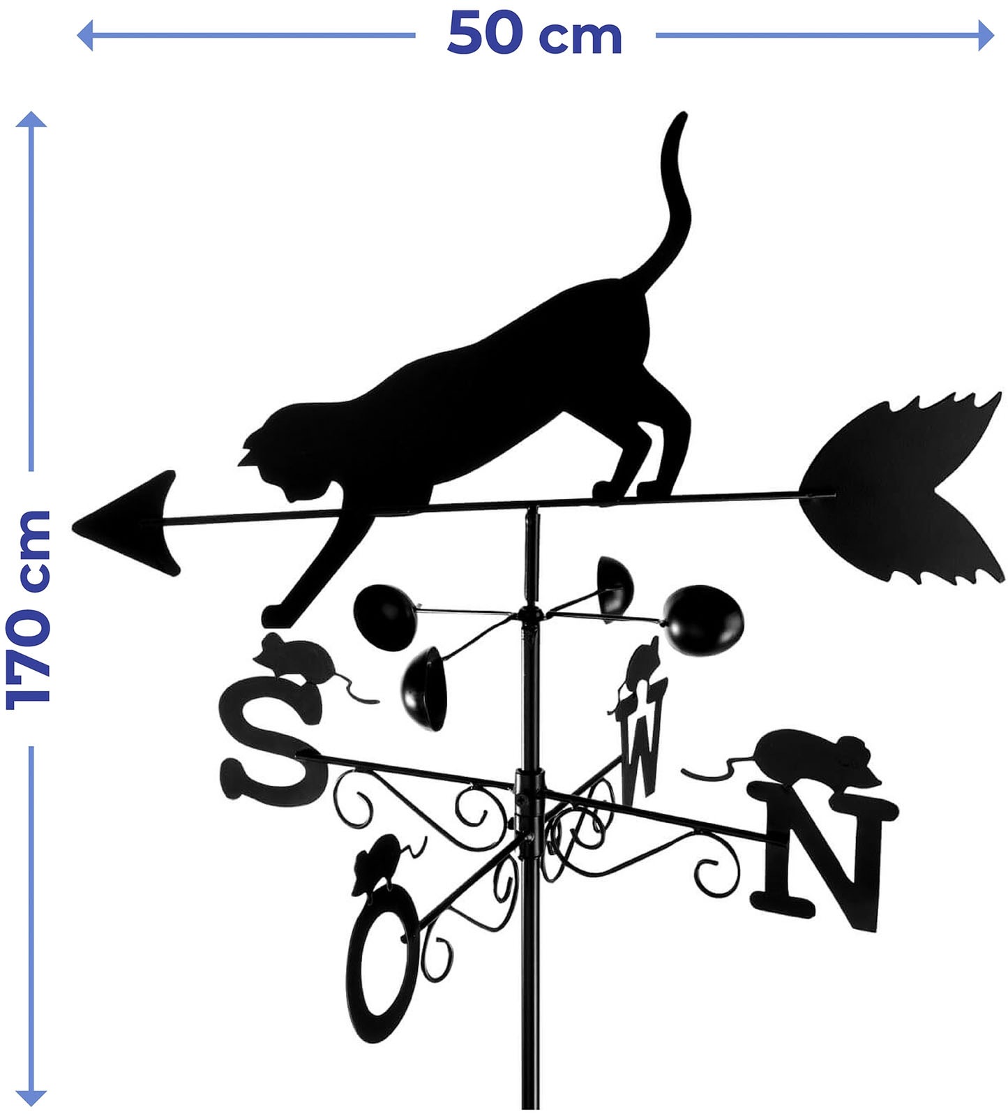 WENKO Wetterfahne »Katze« BxLxH: 50x40x170 cm