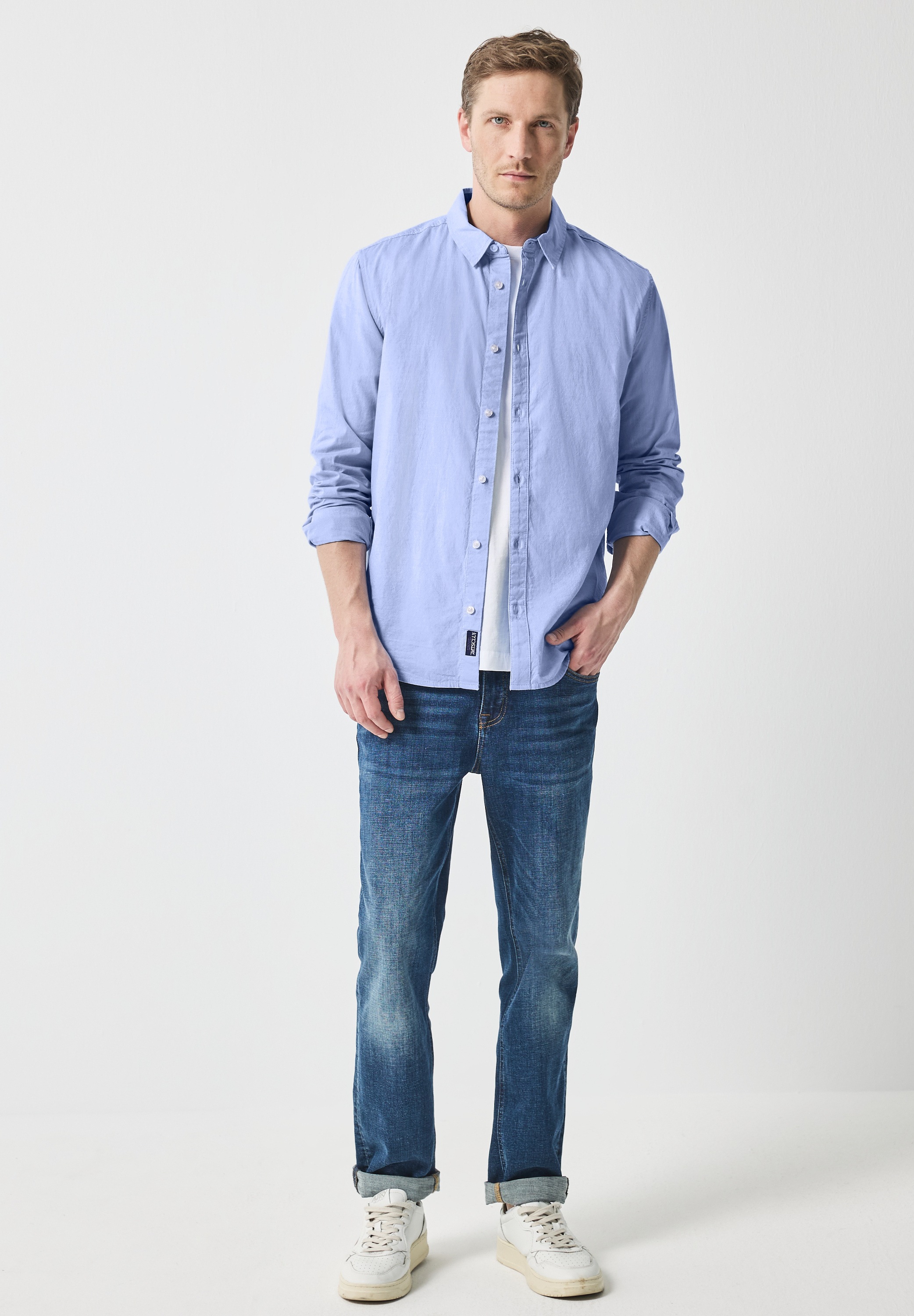 STREET ONE MEN Langarmhemd, aus reiner Baumwolle