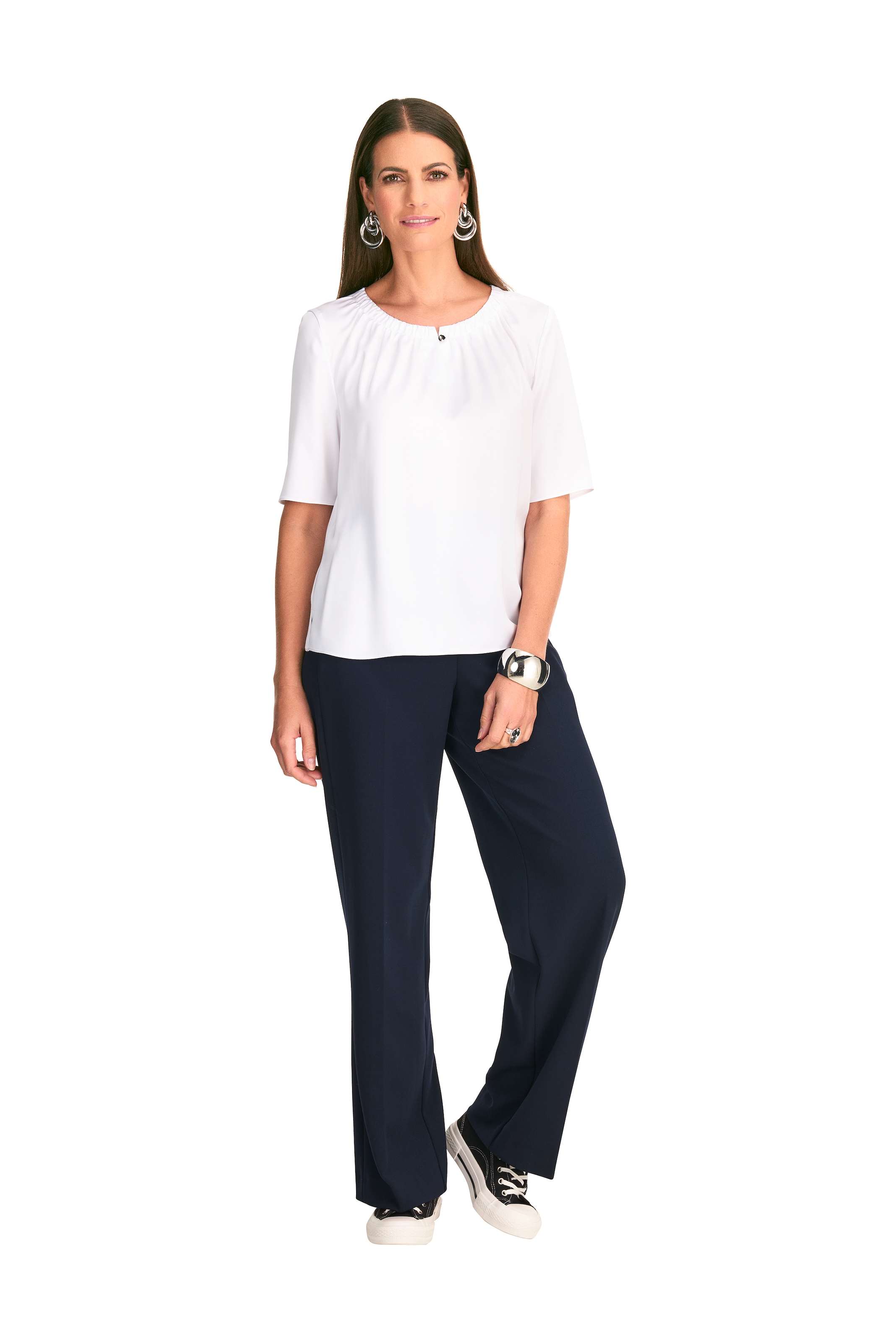 HERMANN LANGE Collection Blusenshirt, mit Knopfdetail und Raffung am Ausschnitt