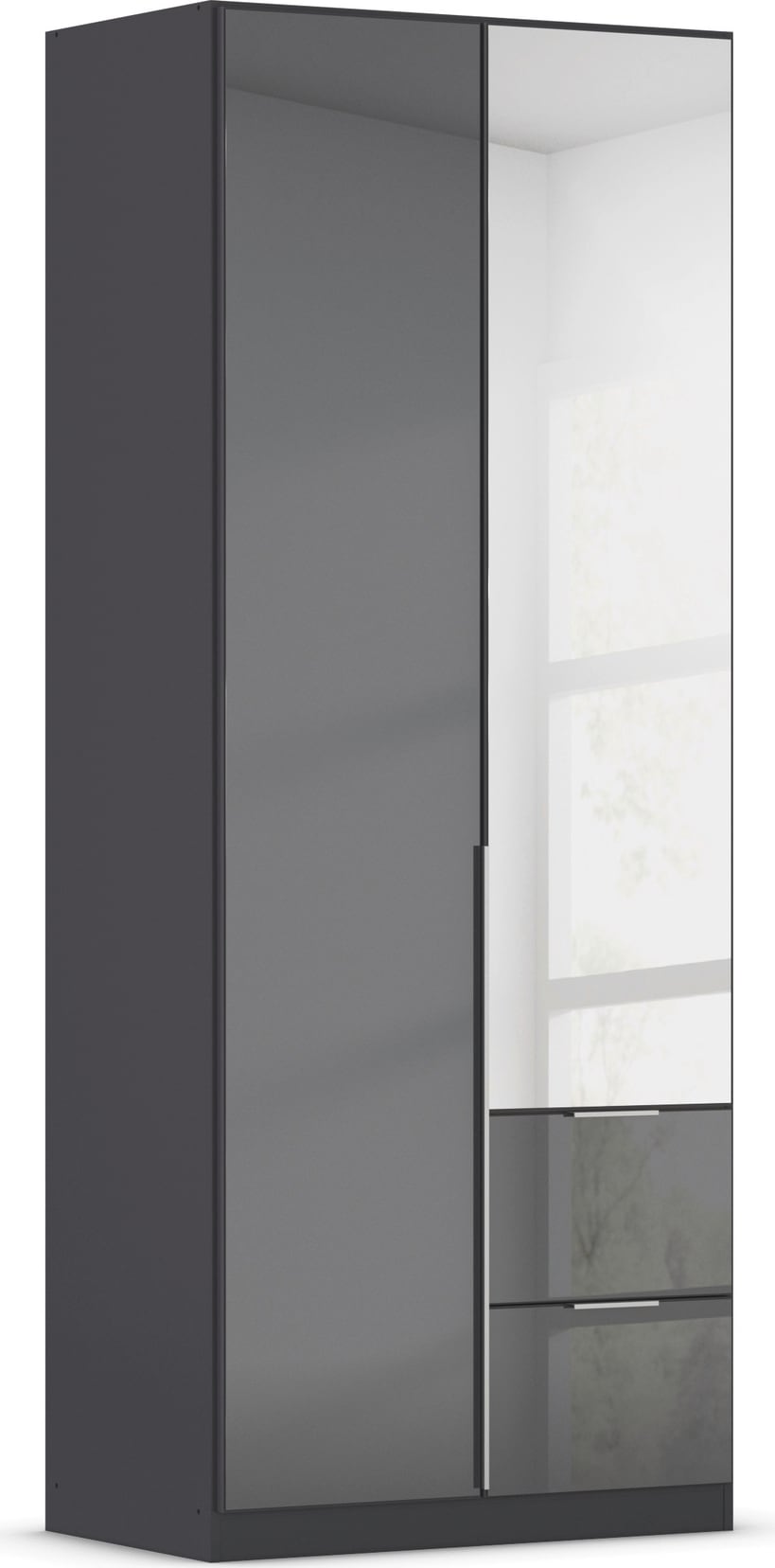 OTTO home Drehtürenschrank "Kleiderschrank Kleiderschränke Schrank Garderobe AGORDO mit Glasfront" in zwei Griff-Farben, Breiten 91-360 cm, mit Außenschubkästen, in 7 Breiten und 2 Höhen MADE IN GERMANY