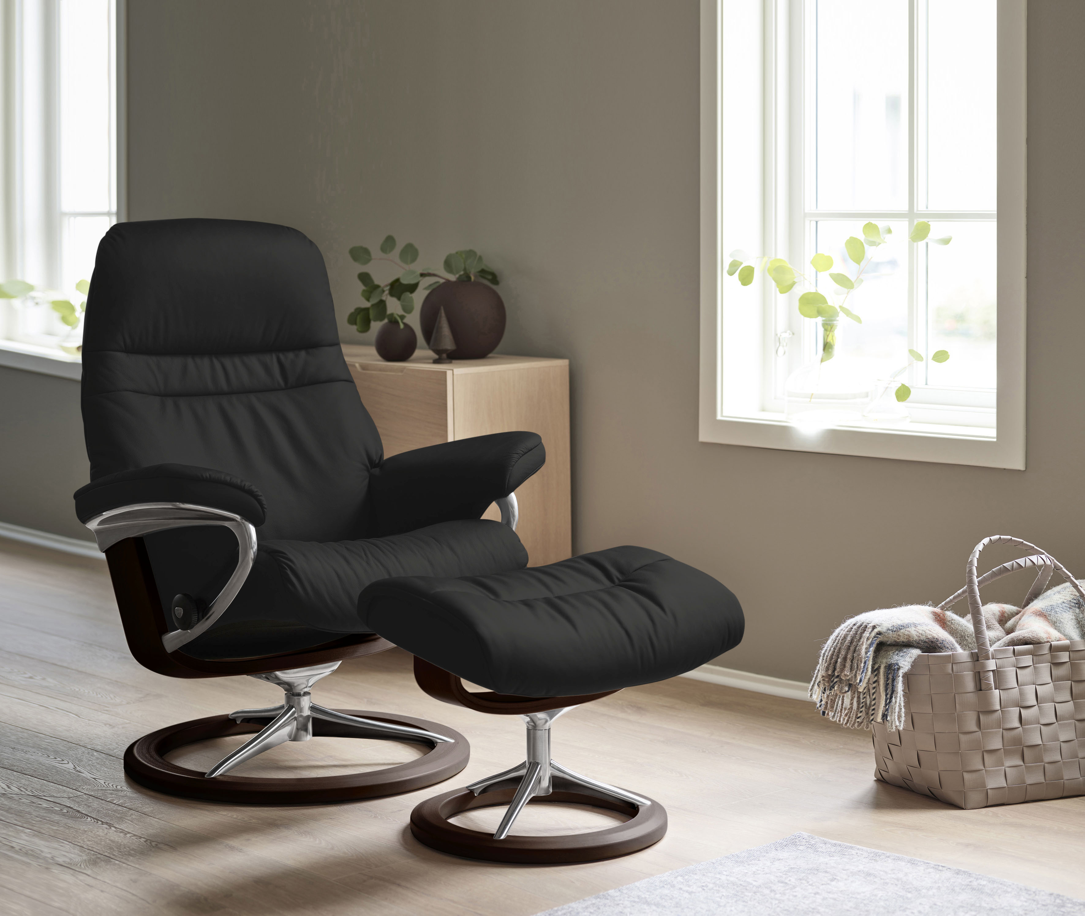 Stressless Relaxsessel "Sunrise" Relaxsessel mit Hocker, mit Signature Base, Größe S, Gestell Braun