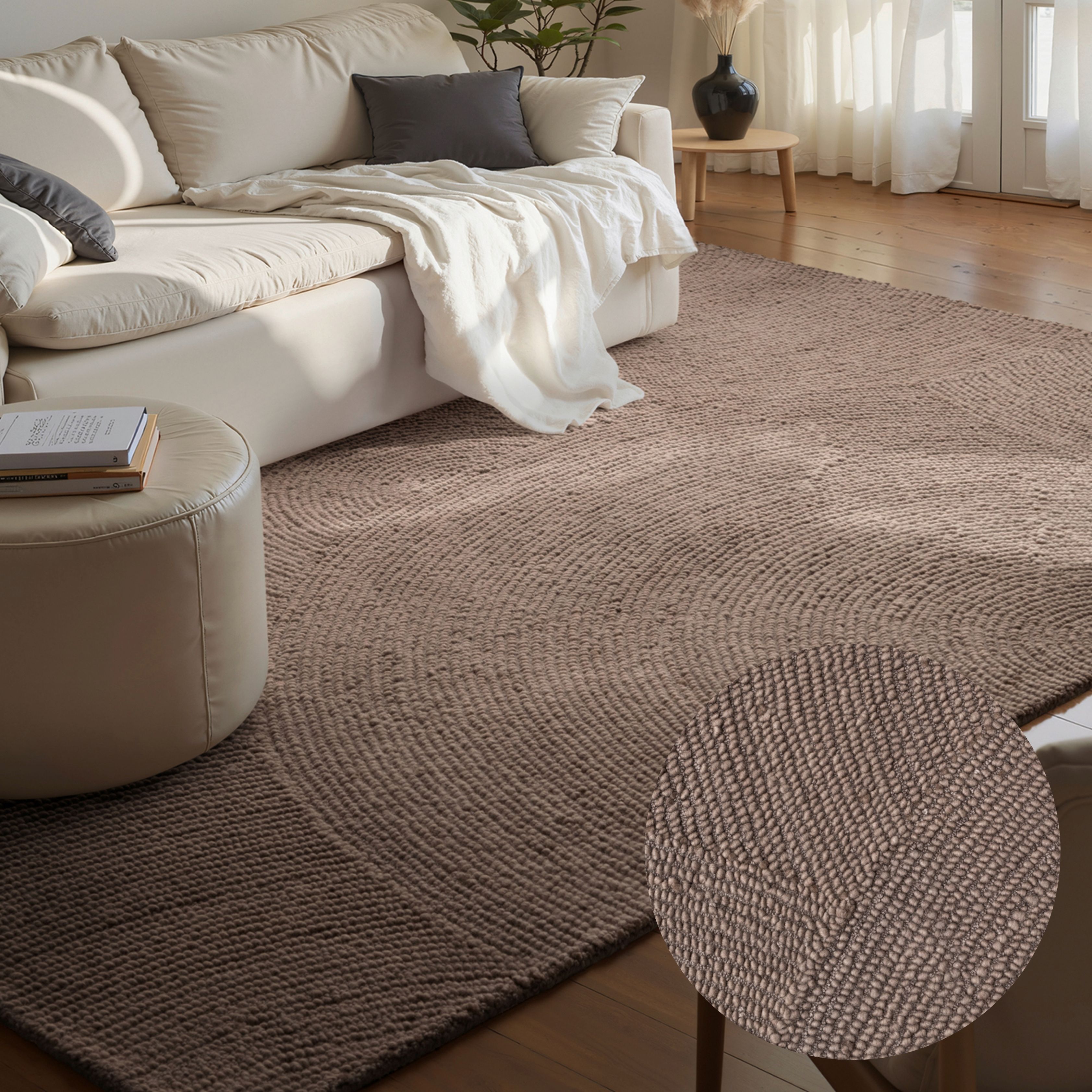 HANSE Home Wollteppich "Calmio, auch als Läufer und in rund" rechteckig 18 mm Höhe Handgetuftet, Wolle, Natur, Wohnzimmer, Schlafzimmer, Skandi, Hygge