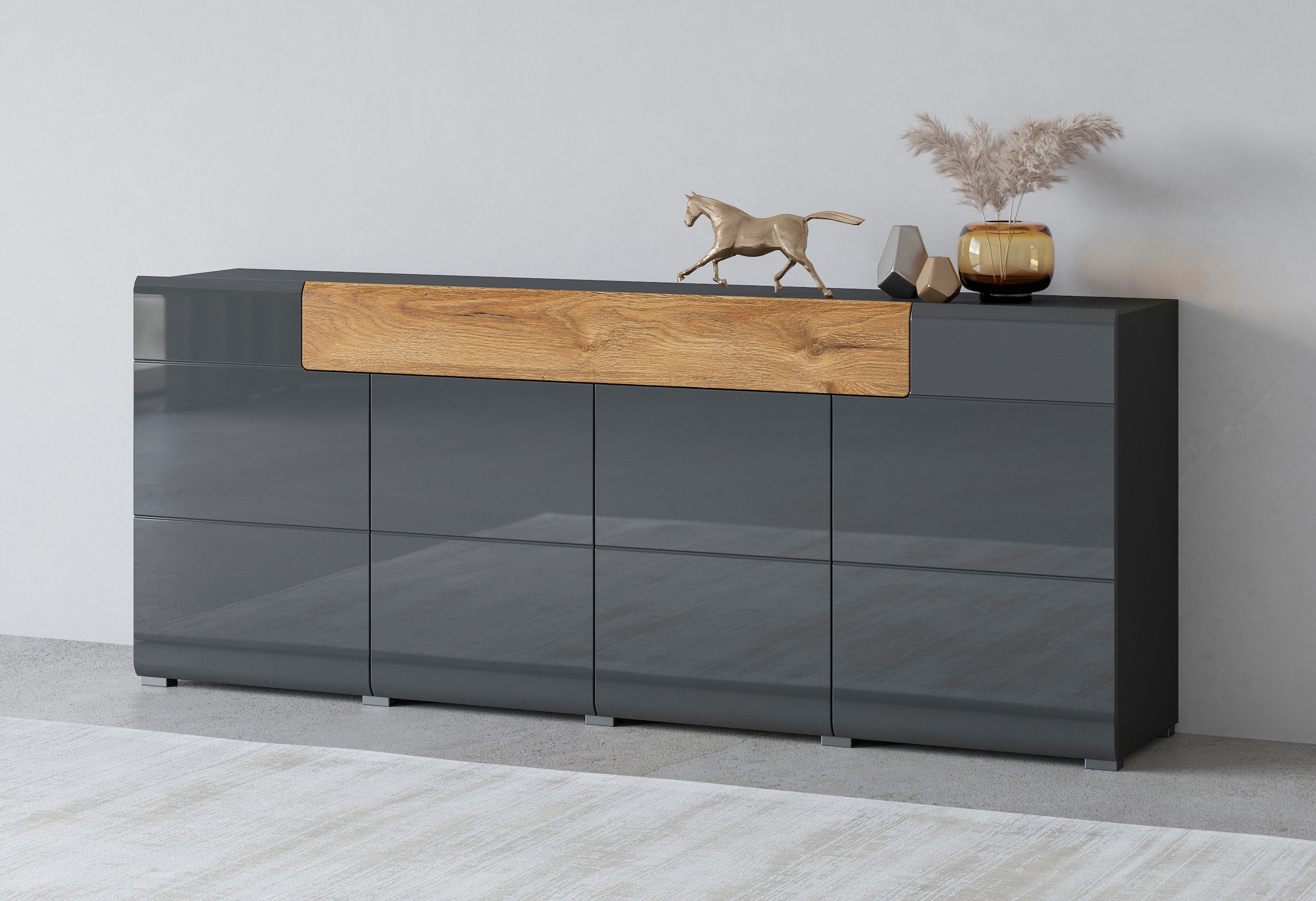 Sideboard »Toledo,Breite 208cm,moderne Kommode mit dekorative Fräsungen,grifflos«,...