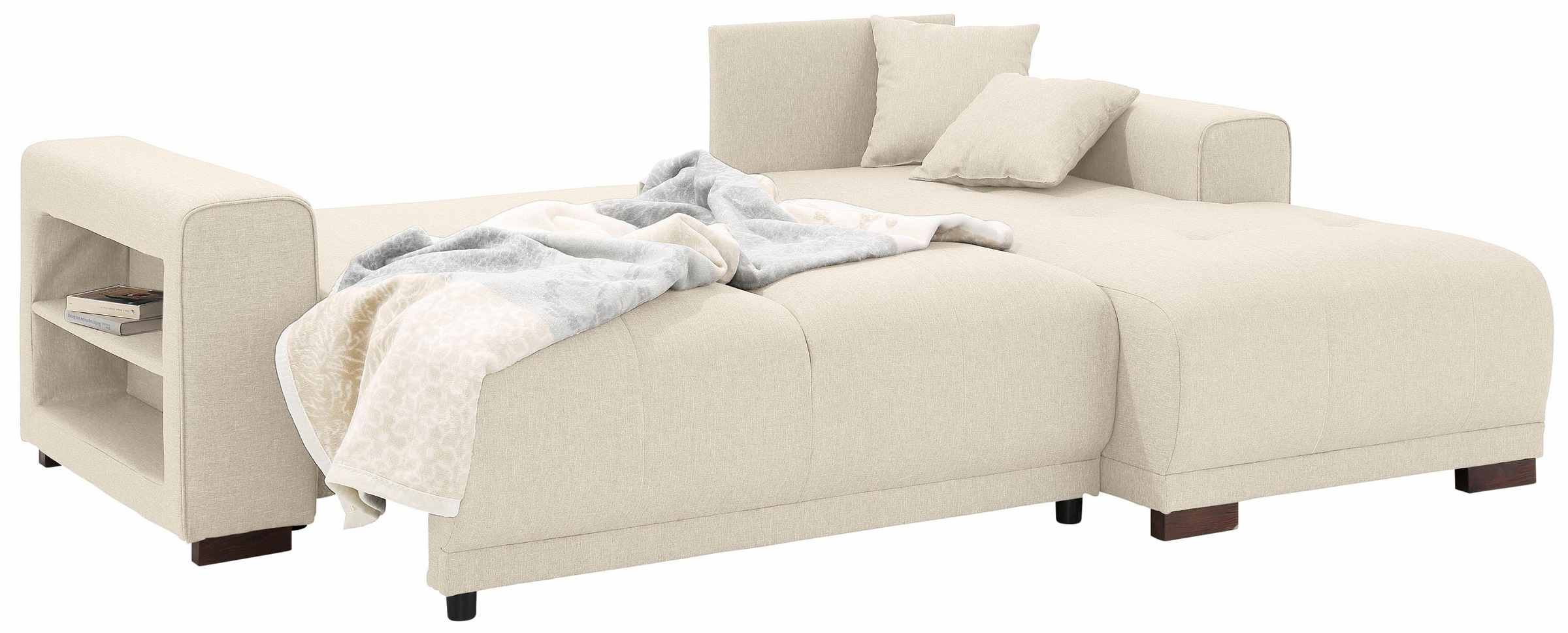 Home affaire Ecksofa »Viborg L-Form«, mit Regal in der Armlehne, wahlweise mit Bettfunktion