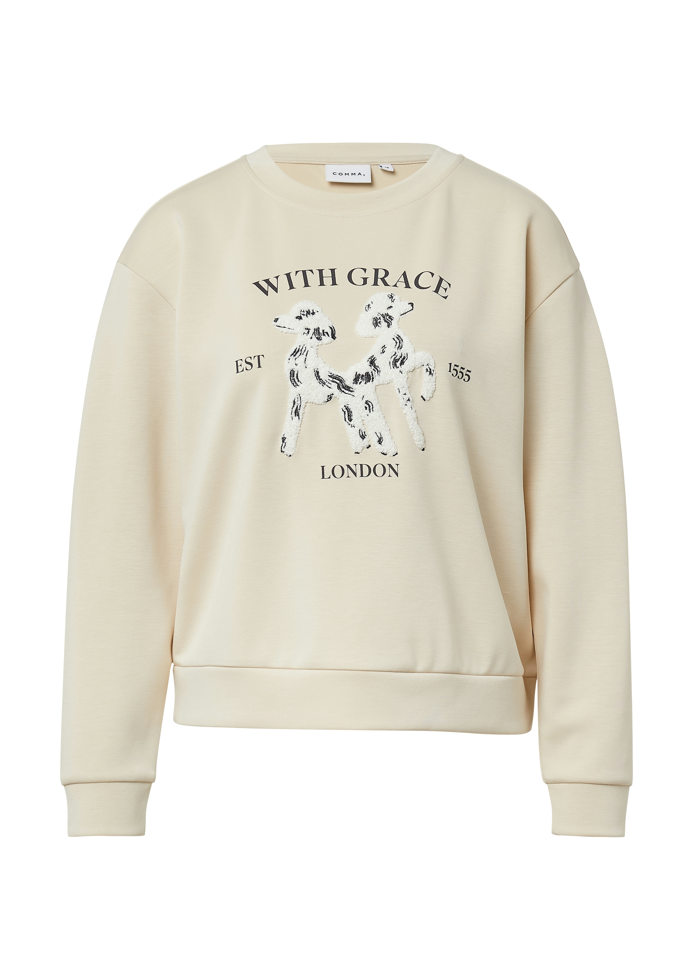Comma Sweatshirt, mit Print und Aufnähern günstig online kaufen