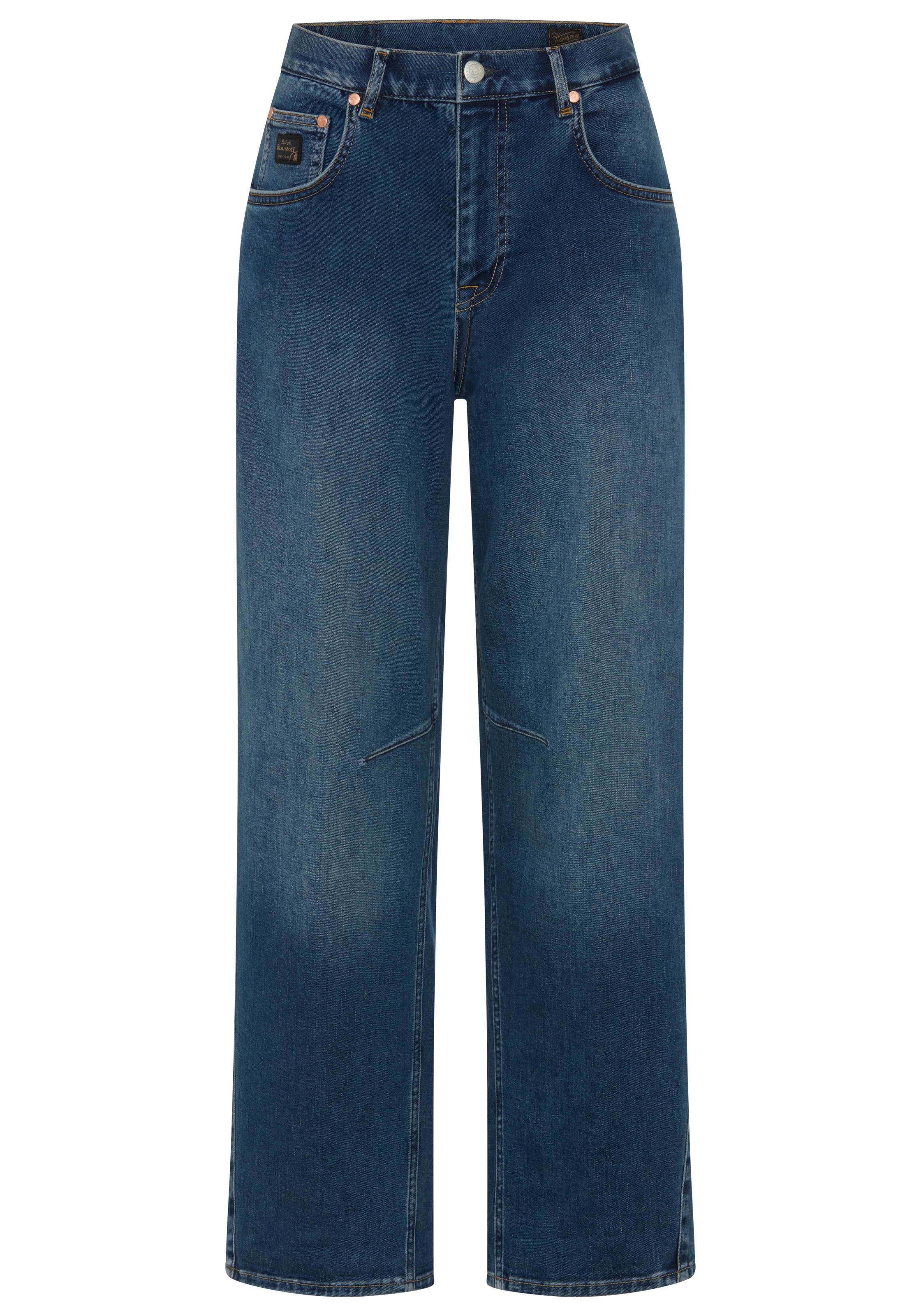 Herrlicher Loose-fit-Jeans »Barrow Denim Cashmere Touch« mit hohem Bund, Knieabnäher