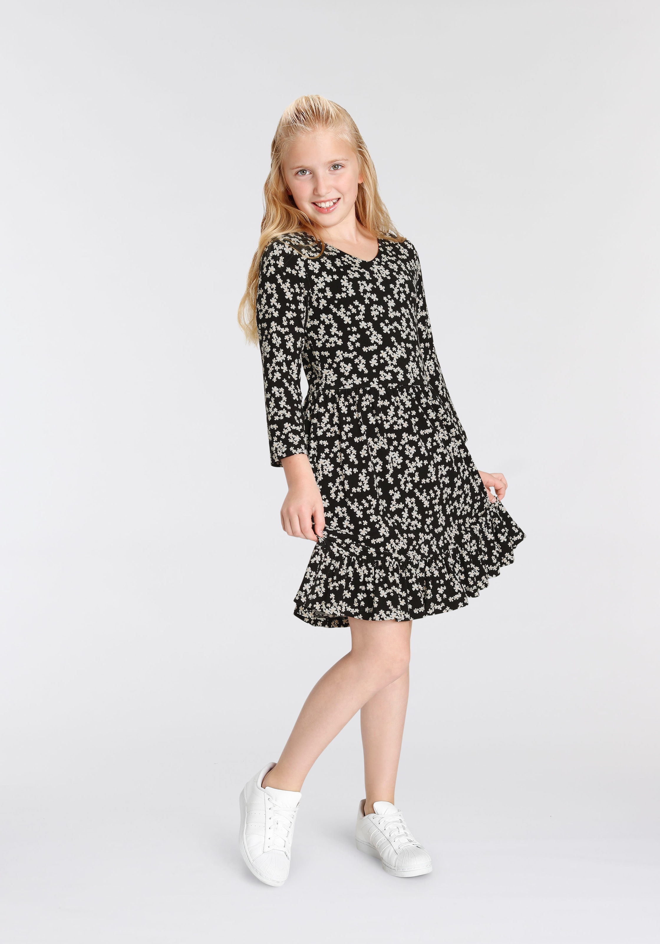 KIDSWORLD Jerseykleid, mit Blumen bedruckt kaufen | BAUR