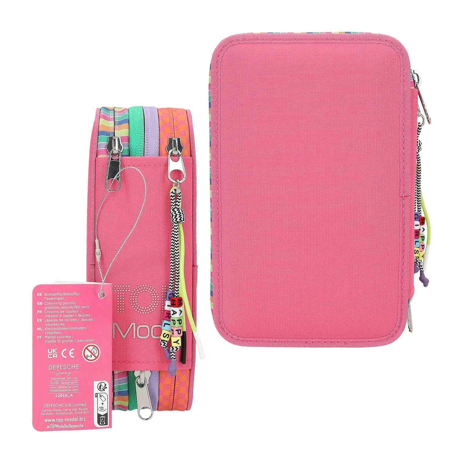 Depesche Buntstift »3-Fach Federtasche mit Stifte TOPModel 20,5 x 14,3 cm pink«
