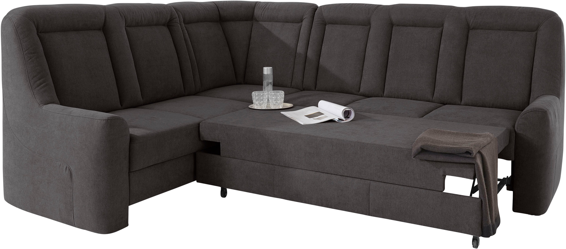 sit&more Ecksofa »Melissa L-Form«, klassisches Polsterprogramm, wahlweise Bettfunktion und Schubkasten