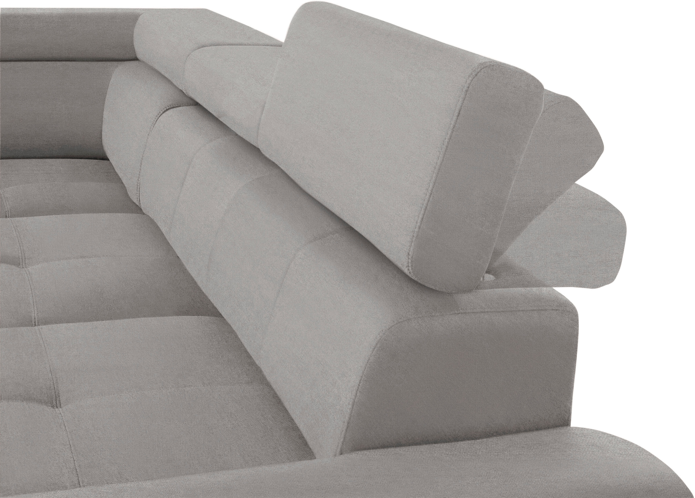 exxpo - sofa fashion Ecksofa »Enya, aufwendige Detailverarbeitung, hoher Sitzkomfort, bequem, L-Form«, mit Kopfteilverstellung, wahlweise Bettfunktion u. Bettkasten