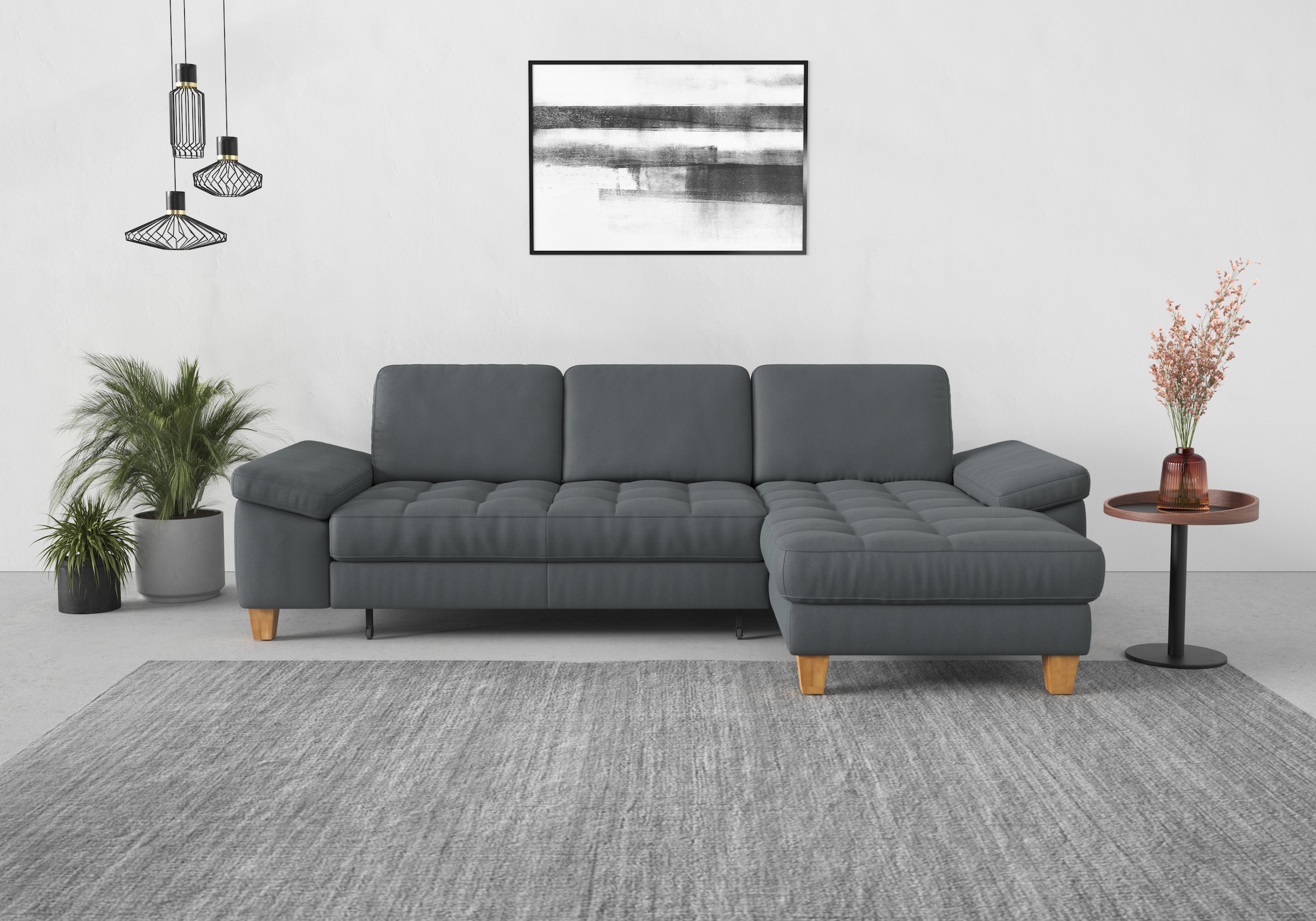 sit&more Ecksofa "Westham L-Form" mit Recamiere, mit oder ohne Schlaffunktion, Bettkasten, Füße Eiche